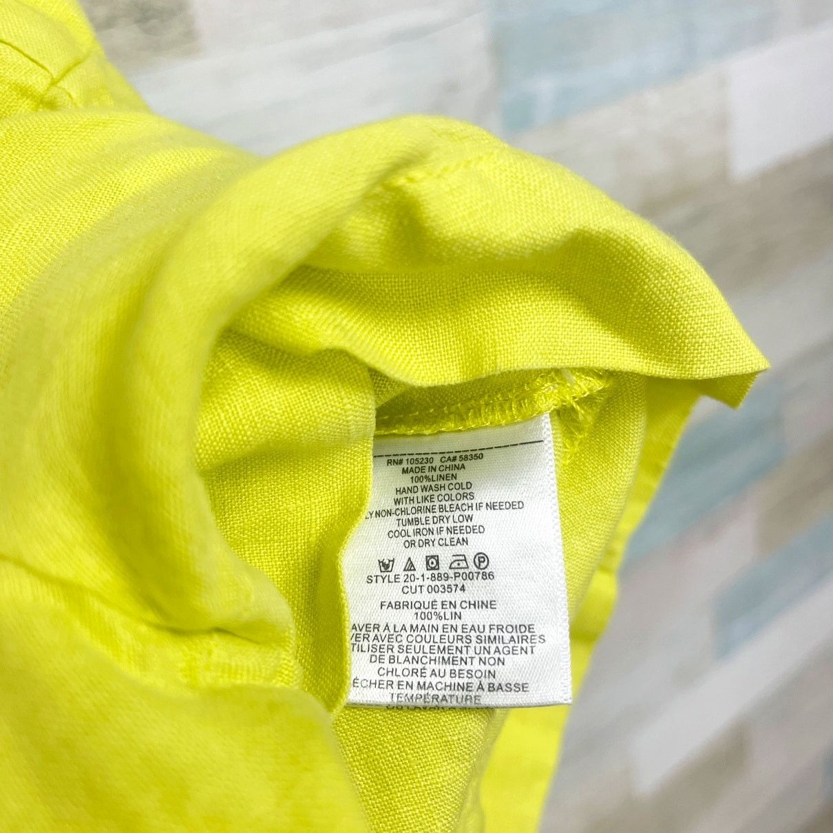 Joie JOIE Linen Alina Romper Neon Yellow Smocked Pockets Women XS Size 25" / US 0 / IT 36 - 7 Thumbnail
