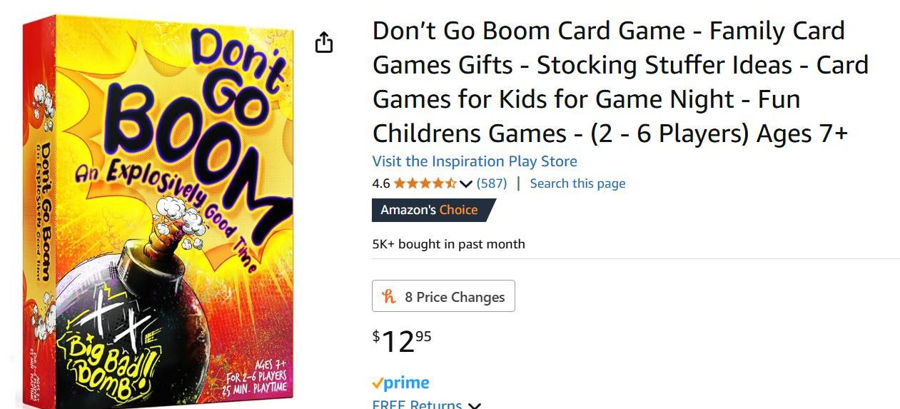 NBDN Nobrandedon Don’t Go Boom Card Game(2 - 6 Players) great for math skills Size ONE SIZE - 2 Thumbnail