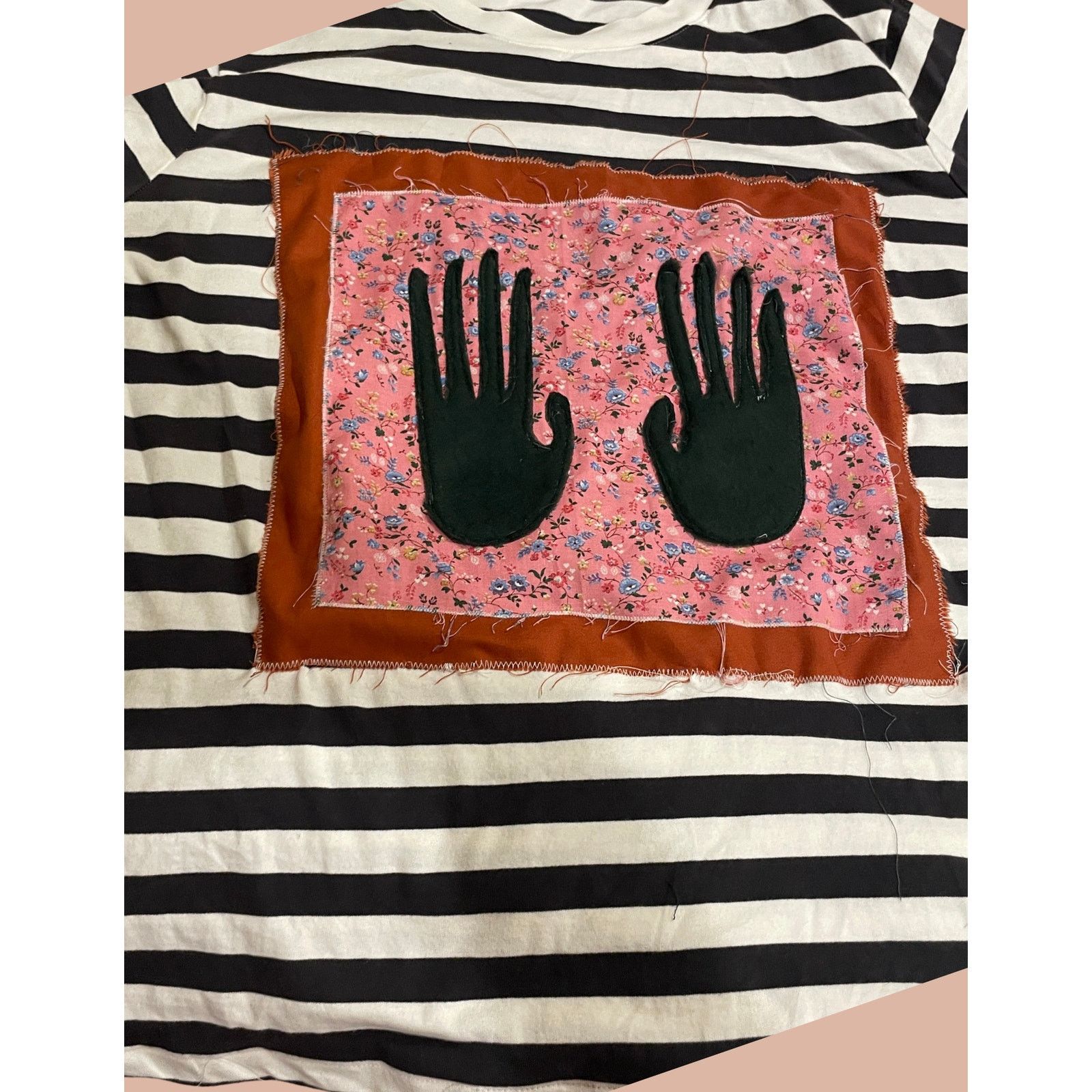 Handmade Upcycled XXL Striped T-Shirt Size XXL / US 16-18 / IT 52-54 - 4 Thumbnail