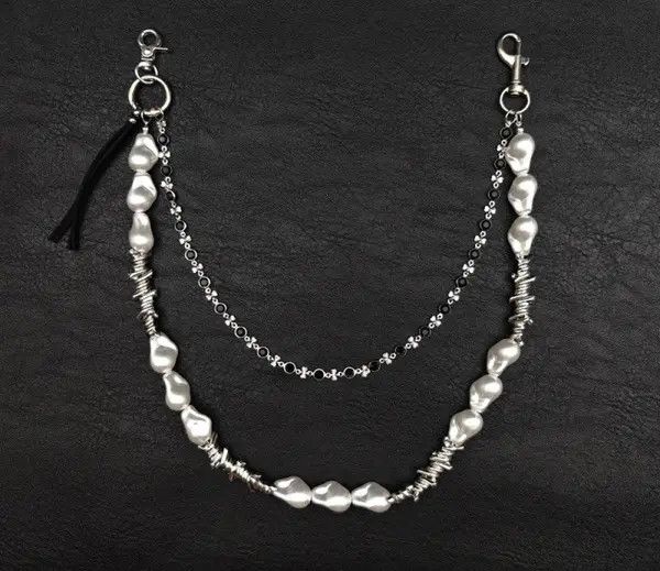 Other Elegant Pearl and Silver Layered Wallet Chain Size ONE SIZE - 1 Thumbnail