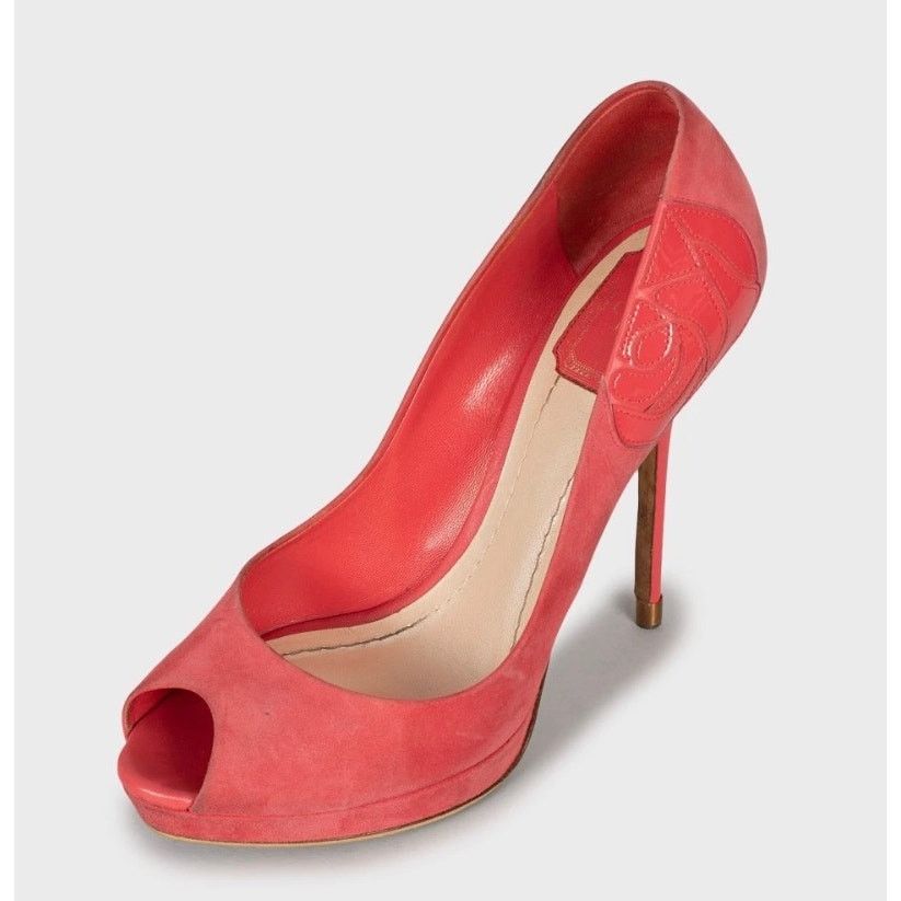Dior Christian Dior Pink Suede Open Toe Stiletto Pumps Sz.39 Size US 8 / IT 38 - 3 Thumbnail