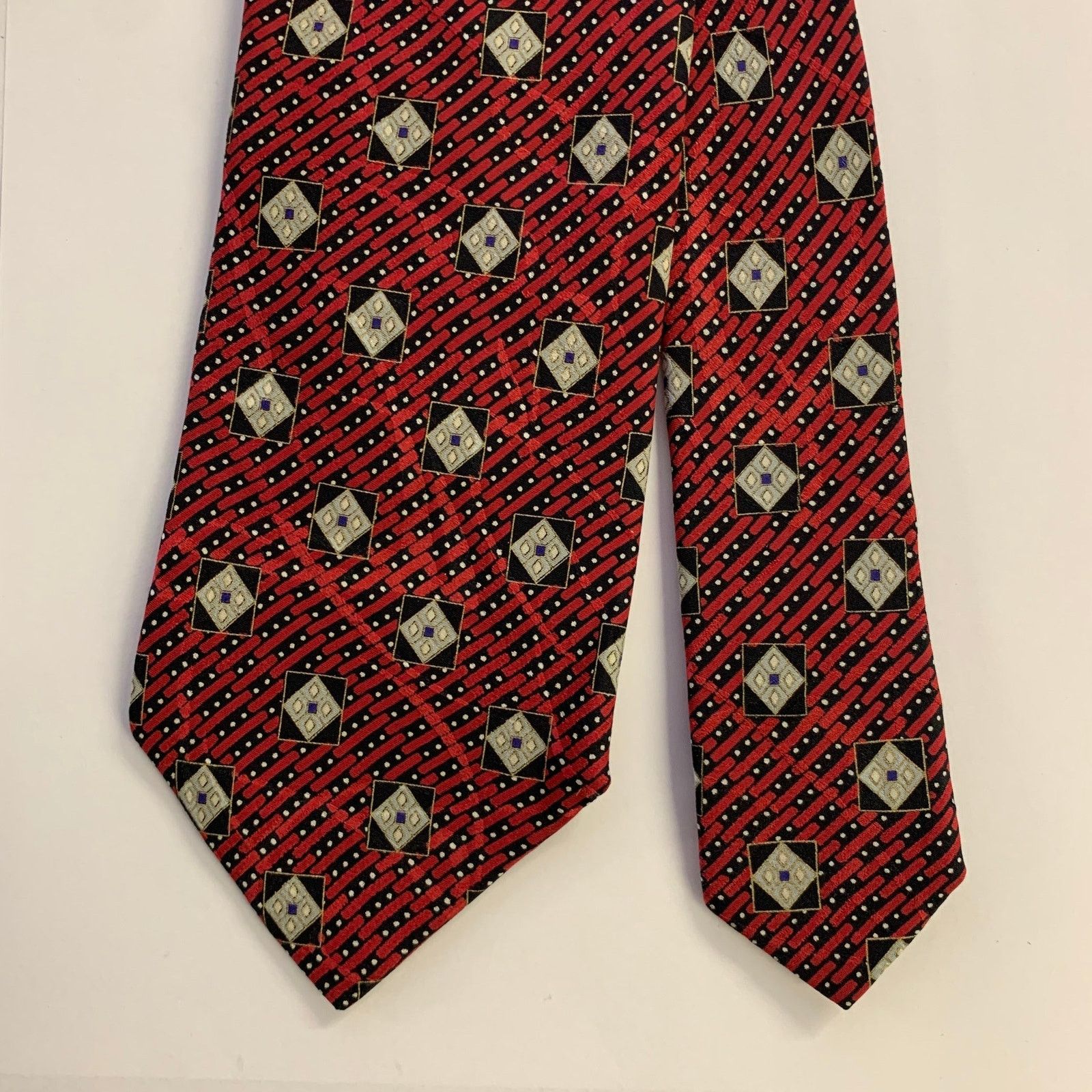 Brioni BRIONI Red Black Geometric Silk Tie Size ONE SIZE - 1 Thumbnail