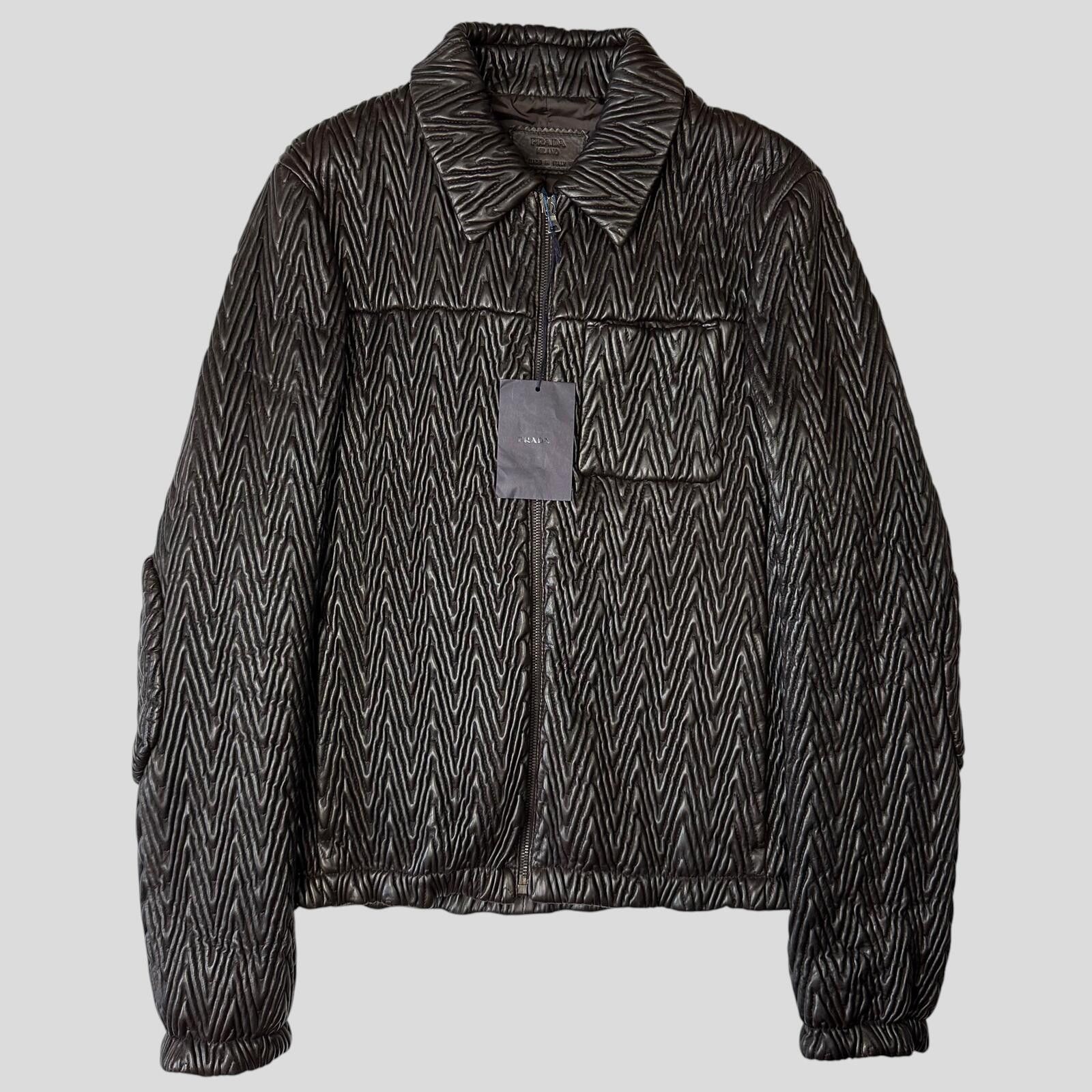 Prada Prada Milano 2006 Runway 3D Ruched Leather Zigzag Jacket - M Size US M / EU 48-50 / 2 - 1 Thumbnail