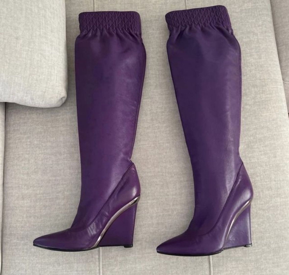 Casadei Casadei purple leather boots 38 Size US 7 / IT 37 - 3 Thumbnail