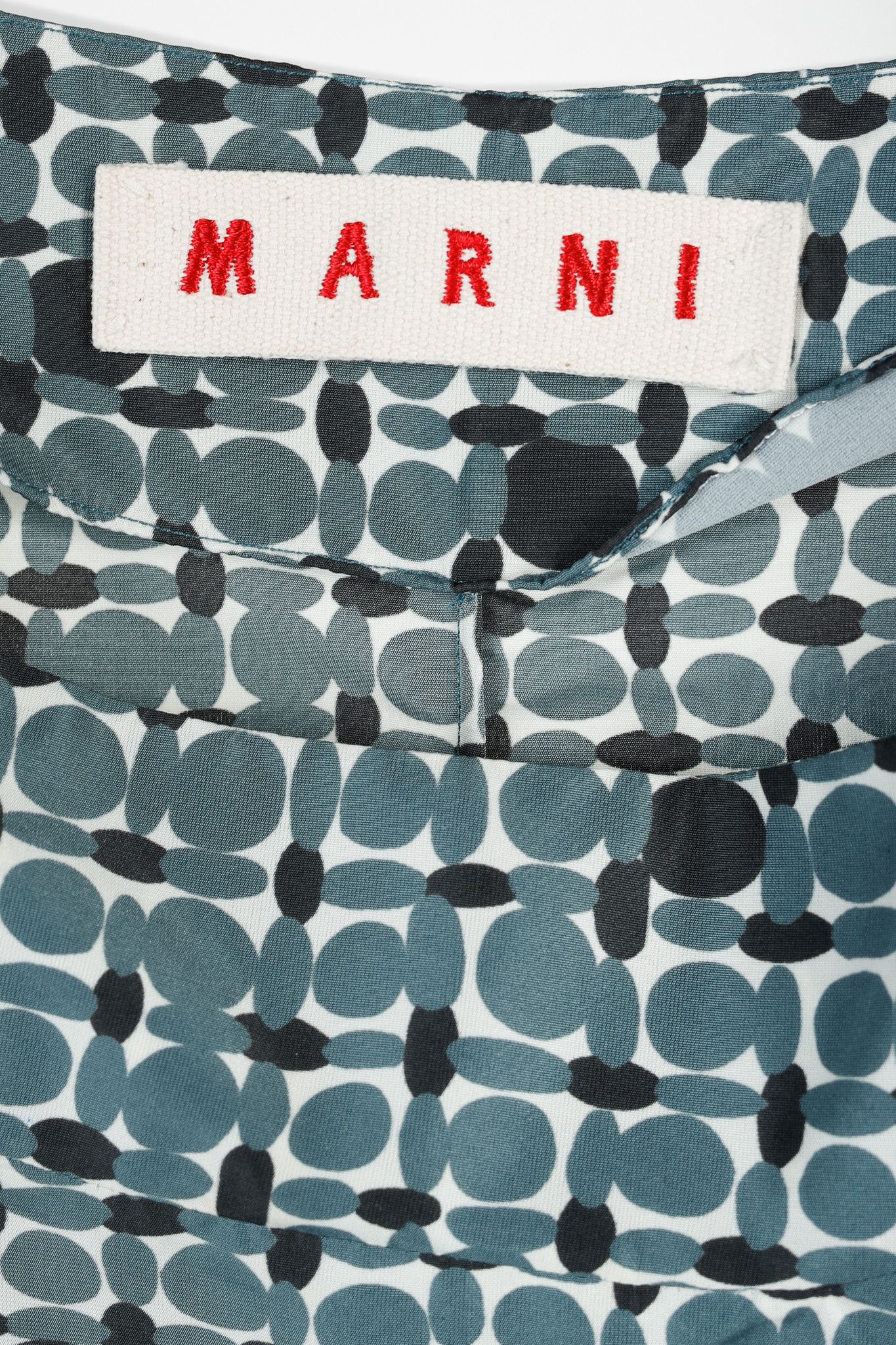 Marni Marni Teal Geometric-Printed Cap-Sleeve Blouse Size S / US 4 / IT 40 - 4 Thumbnail