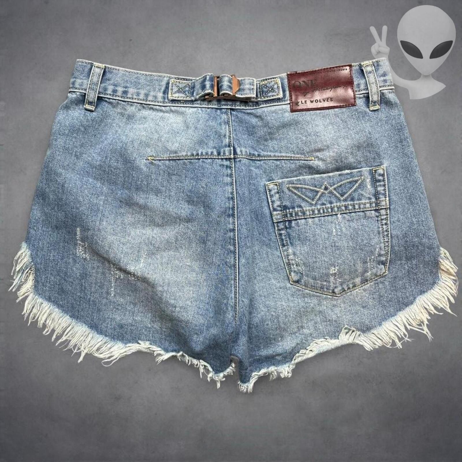 One Teaspoon One Tea Spoon Le Wolves Denim Shorts Size 23 Distressed Hem Size 23" - 4 Thumbnail