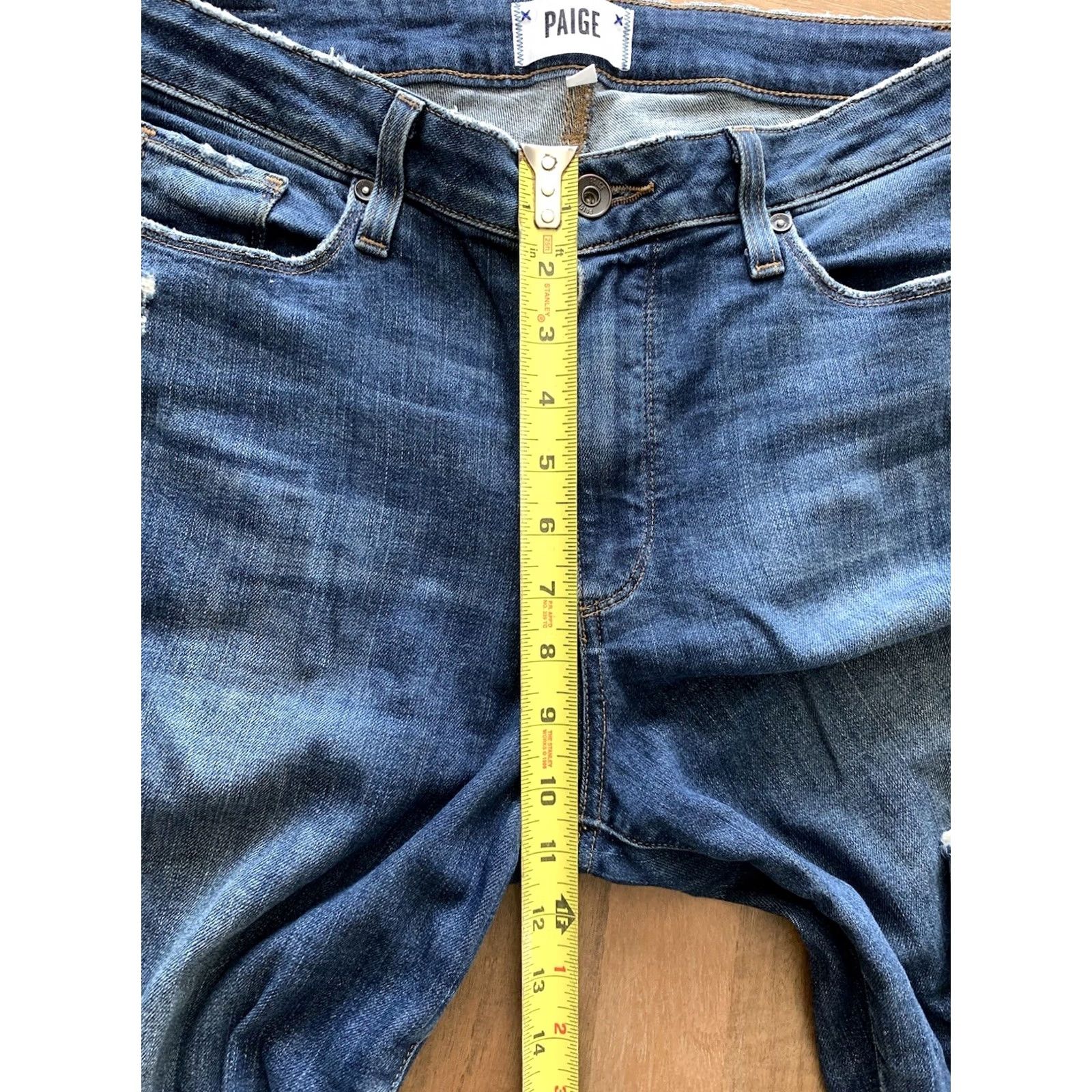 Paige Paige Jeans Womens Crop Denim Slim Distressed High Rise 30 Blue Pants 5-Pocket Neckt Logo USA Vintage No Size 30" / US 8 / IT 44 - 7 Thumbnail