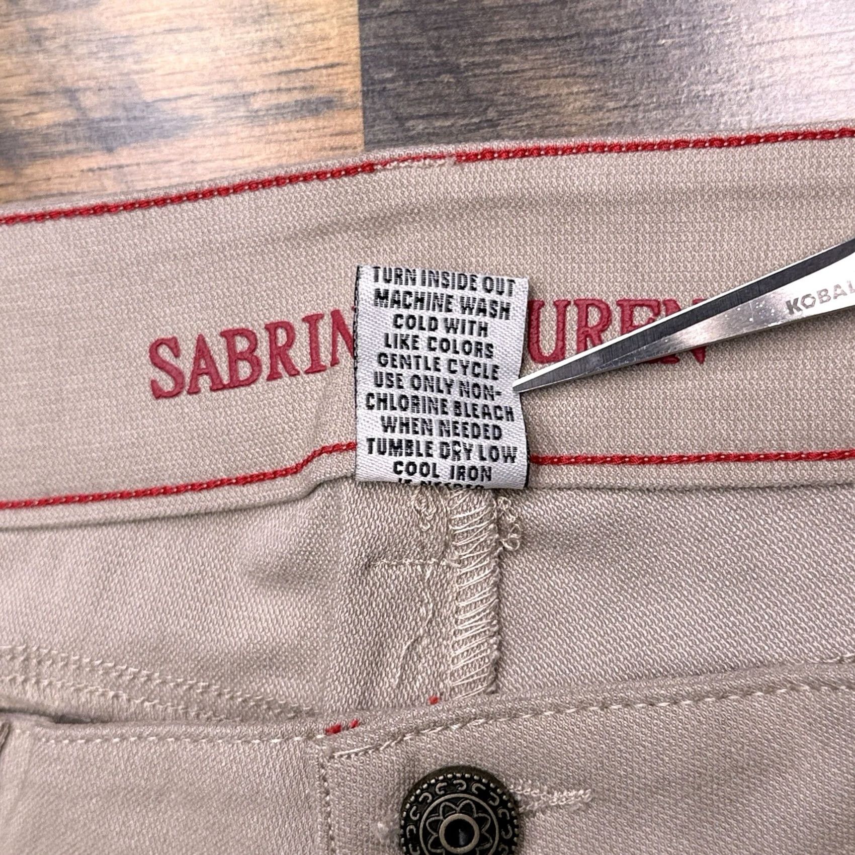 Vintage Sabrina Lauren Pants Womens 10 Tan Mid Rise Ultra Stretch Slim Tapered Cropped Straight Leg City Casual Travel Size 32" / US 10 / IT 46 - 5 Thumbnail