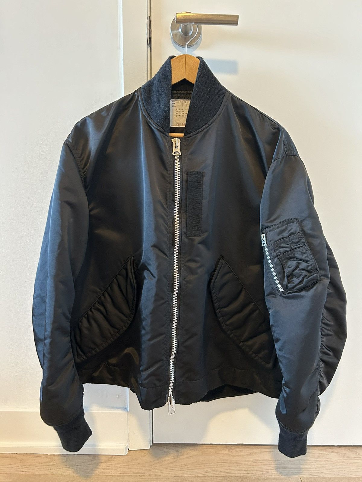 image of Sacai Relaxed Fit Bomber Jacket in Black, Men's (Size Small)