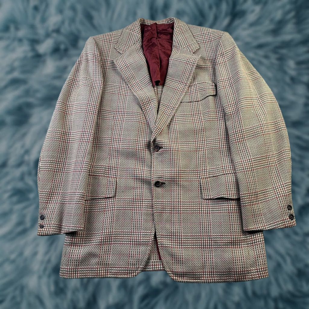 Hart Schaffner Marx VINTAGE Hart Schaffner Marx Blazer Sport Coat Mens 44S Glen Plaid Jacket 70s Size 44R - 1 Thumbnail
