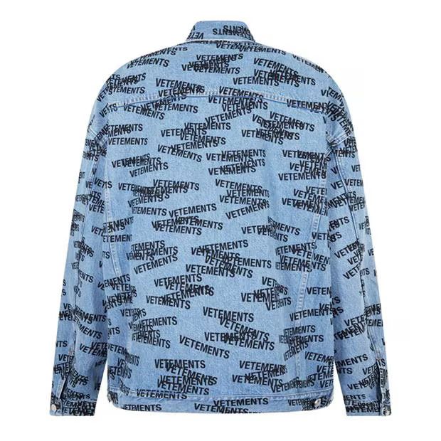 Vetements o1g2r1mq0824 Logo Print Denim Shirt Jacket Medium Blue Black Size US XL / EU 56 / 4 - 2 Thumbnail