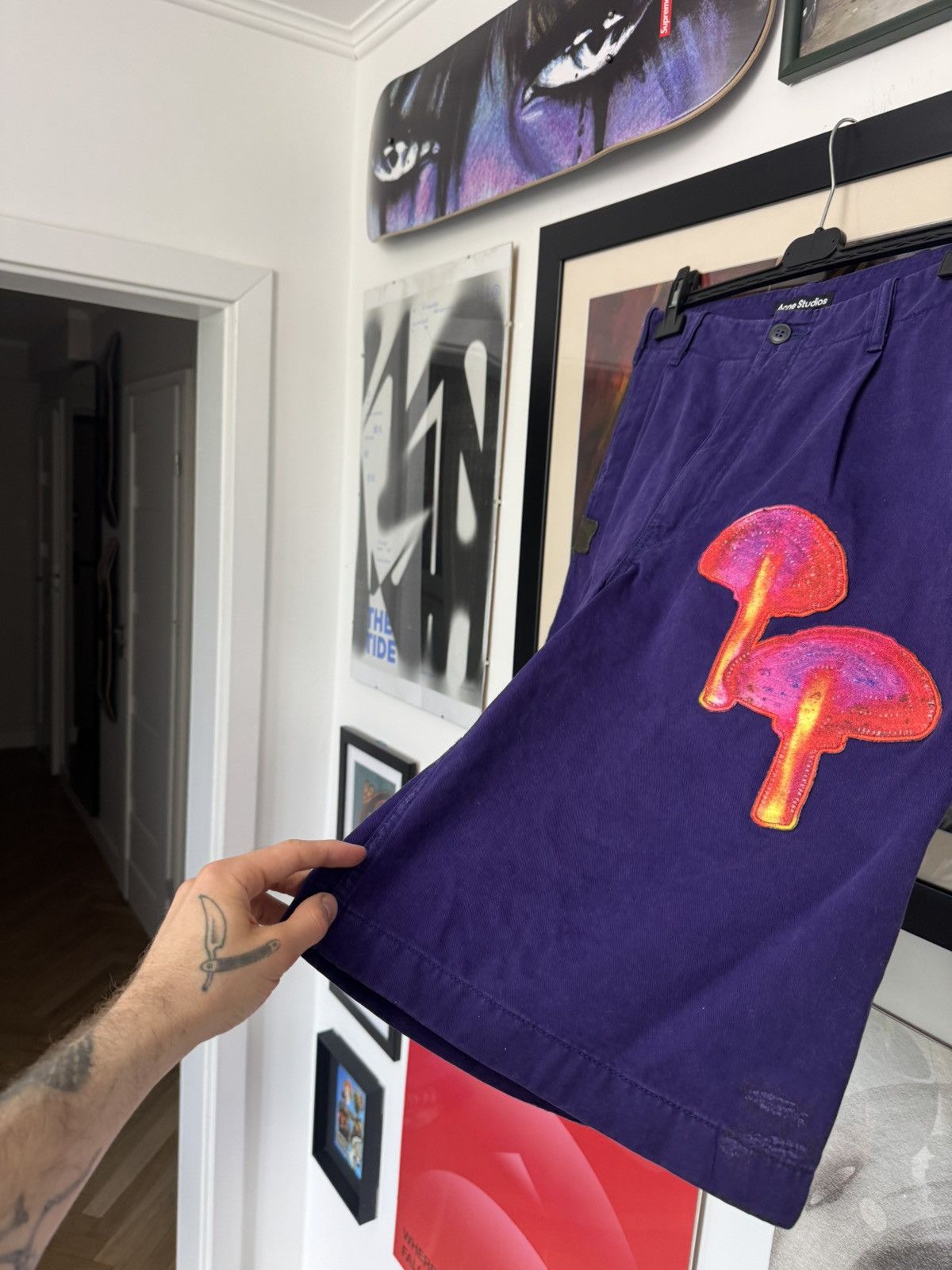 Acne Studios Acne Studios Jorts Shorts Luxury Mushrooms Purple Designer Size US 31 - 3 Thumbnail