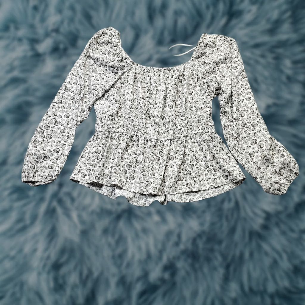 Nine West Nine West Peplum Blouse Top Womens L Multi Floral Empire Waist Off the Shoulder Size L / US 10 / IT 46 - 1 Thumbnail