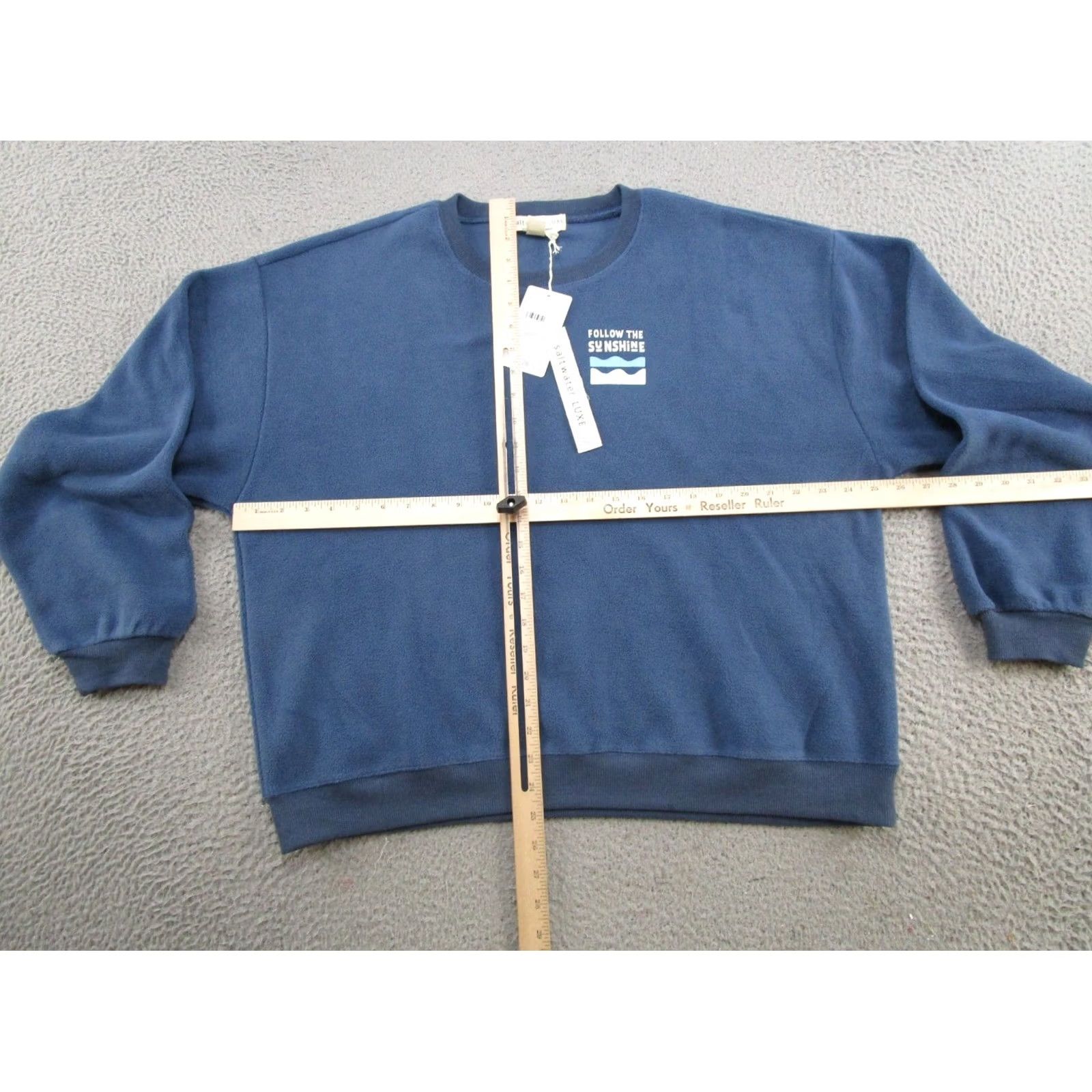 Vintage Saltwater Luxe Sweatshirt Blue Follow The Sunshine Graphic Pullover XL Womens Crew Neck Casual Beach 2000s Style Logo Size XL / US 12-14 / IT 48-50 - 6 Thumbnail