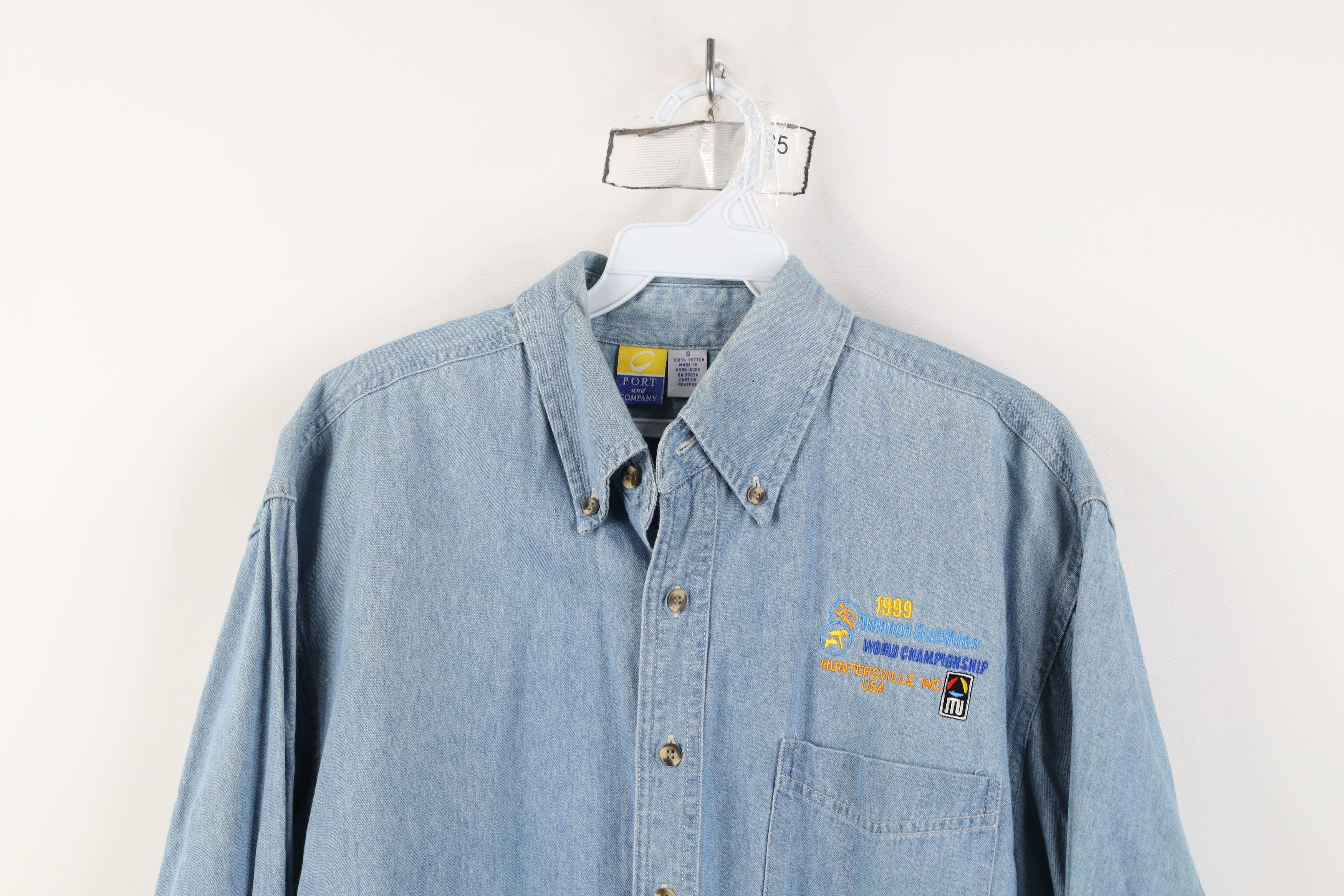 Vintage Vintage 90s Duathlon World Championship Denim Button Shirt Size US S / EU 44-46 / 1 - 2 Thumbnail