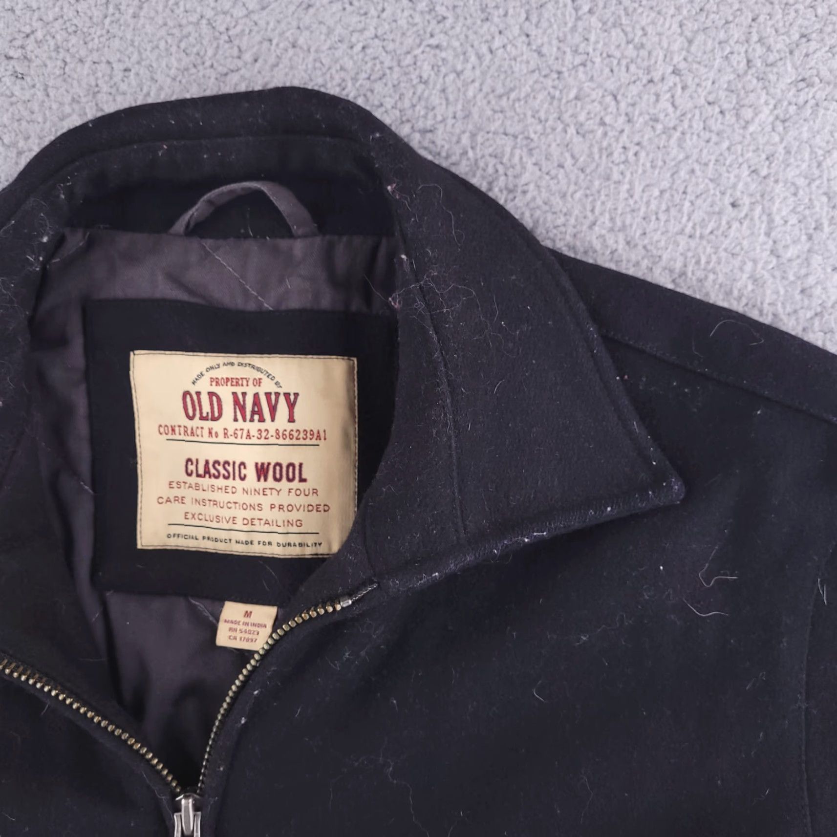 Gap Old Navy Coat Mens Medium Black Wool Zip Quilted Size US M / EU 48-50 / 2 - 5 Thumbnail
