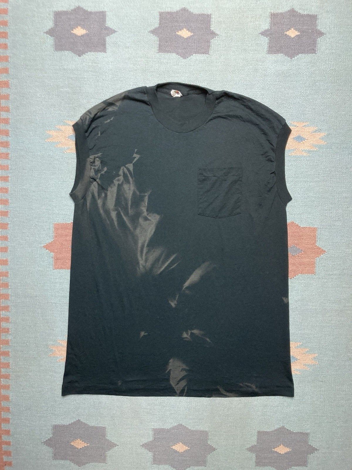Fruit Of The Loom × Vintage 80s sleeveless pocket t shirt faded black fruit of loom 3XL Size US XXL / EU 58 / 5 - 1 Thumbnail
