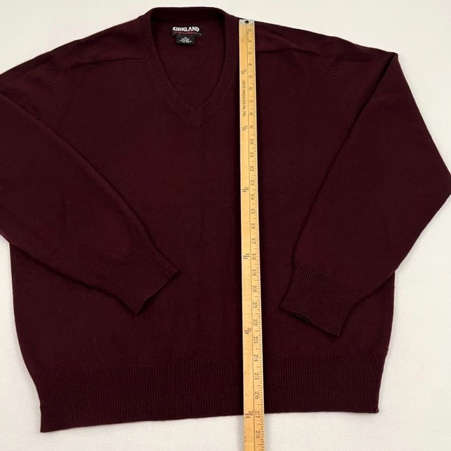 Vintage Kirkland Signature Sweater Mens XL Red Cashmere Burgundy Maroon Knit Ply Neck Size US XL / EU 56 / 4 - 4 Thumbnail