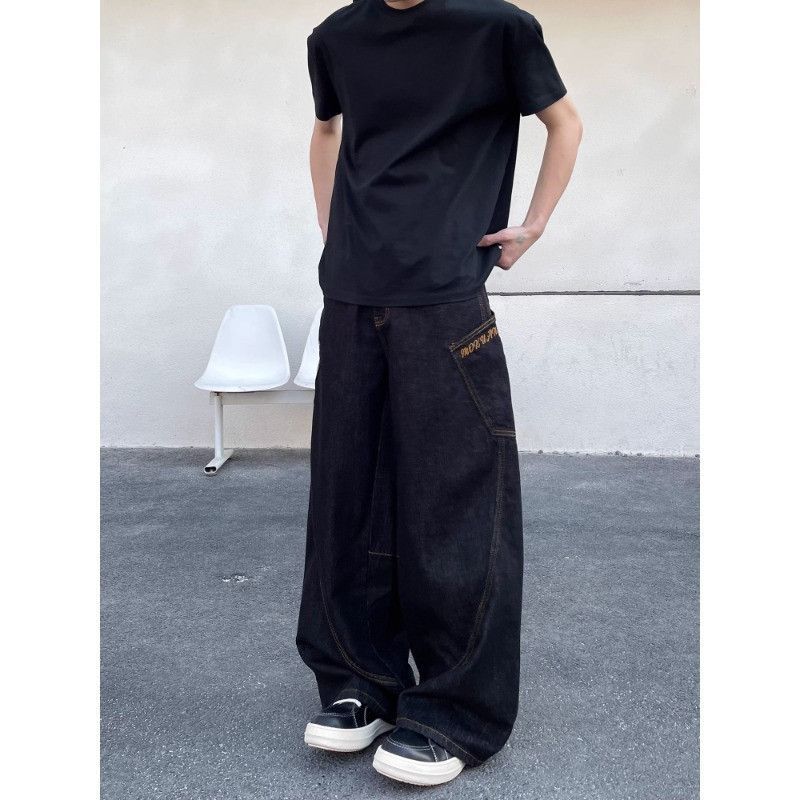 Japanese Brand Retro straight leg wide leg patchwork pocket jeans Size US 32 / EU 48 - 4 Thumbnail