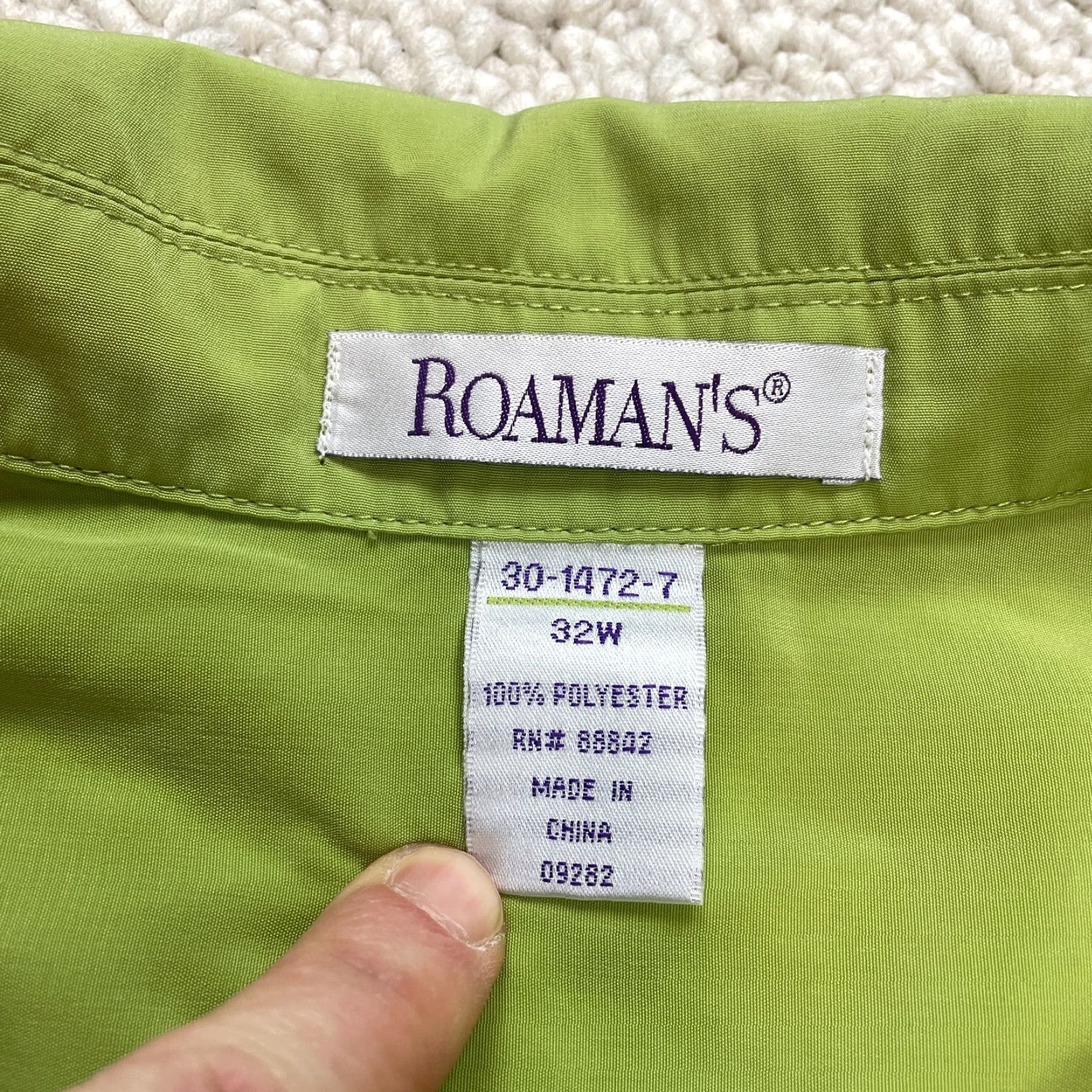 Vintage Roman's Shirt Womens Plus Size 32W Green Long Sleeve Button Up Top Size XXS / US 00 / IT 34 - 7 Thumbnail