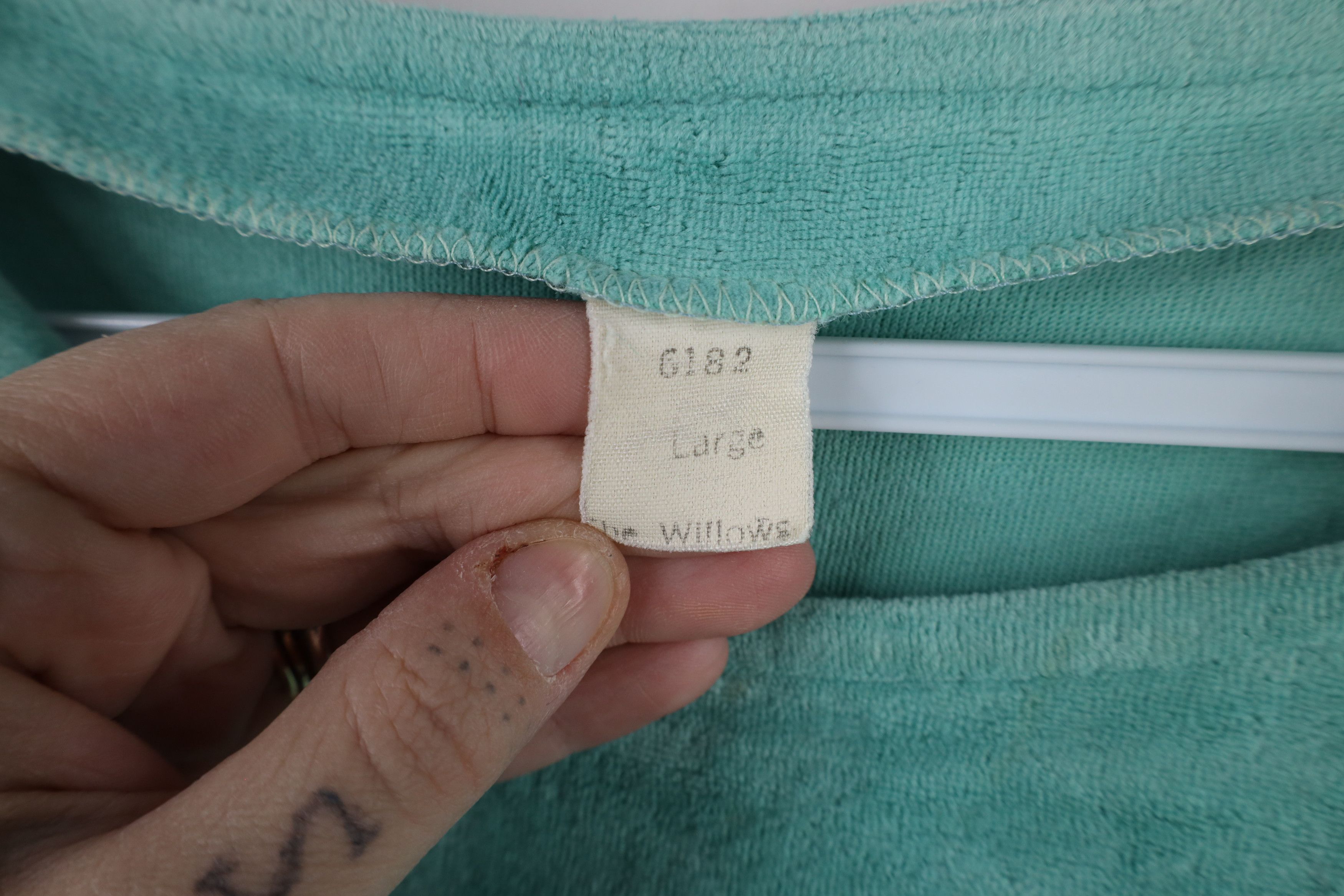 Vintage Vintage 70s Streetwear Blank Velour Sweater Teal USA Size L / US 10 / IT 46 - 7 Thumbnail