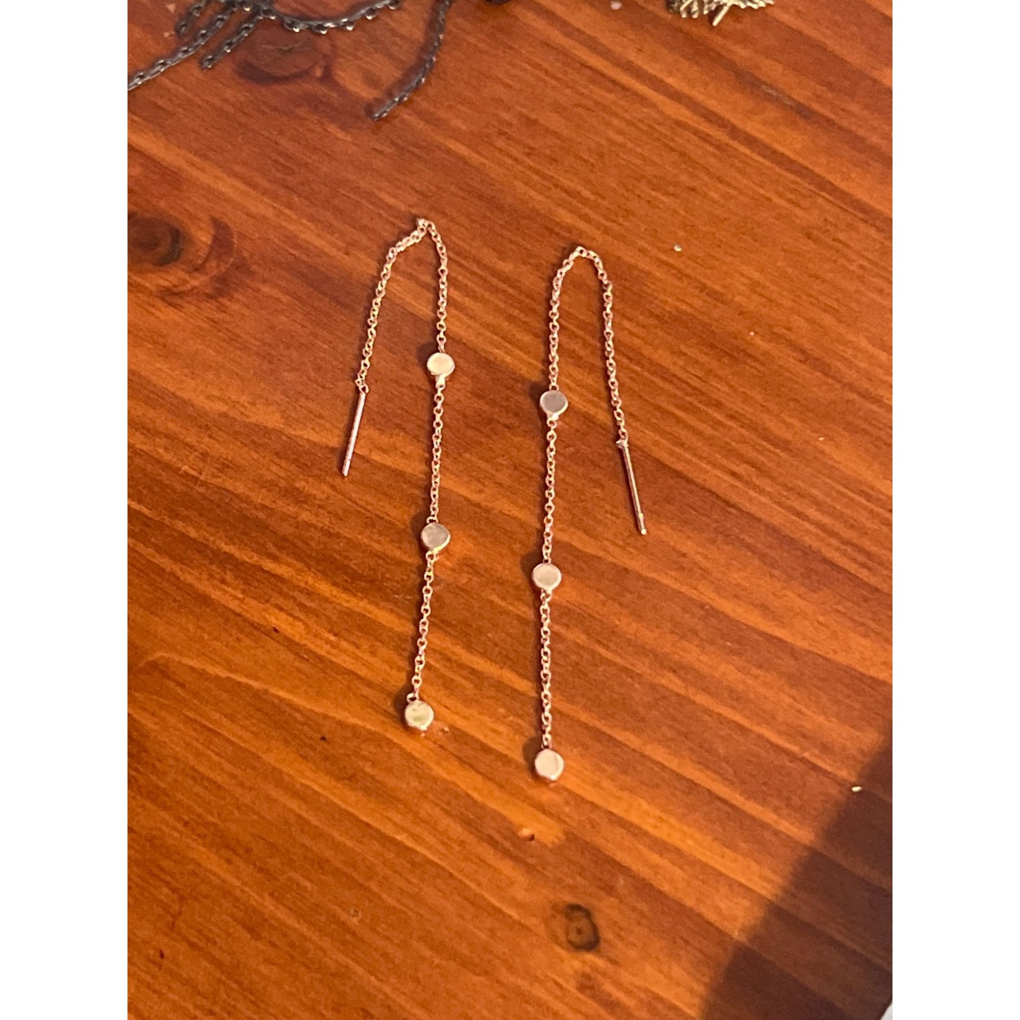 Other Delicate Rose Gold Tone Chain Threader Earrings Minimalist D Size ONE SIZE - 2 Thumbnail