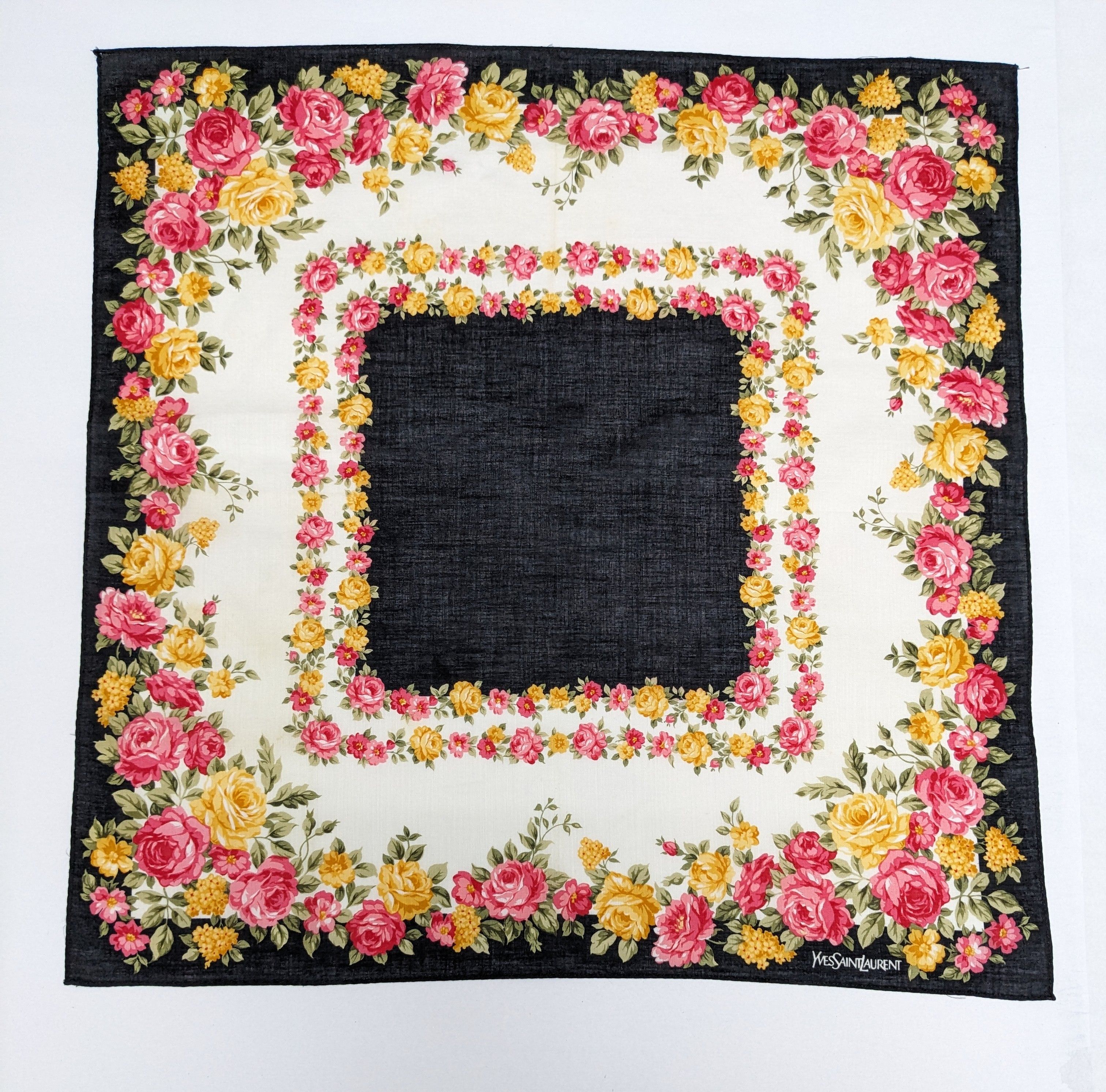 Yves Saint Laurent Yves Saint Laurent Silk Handkerchief Rose Floral Size ONE SIZE - 3 Thumbnail