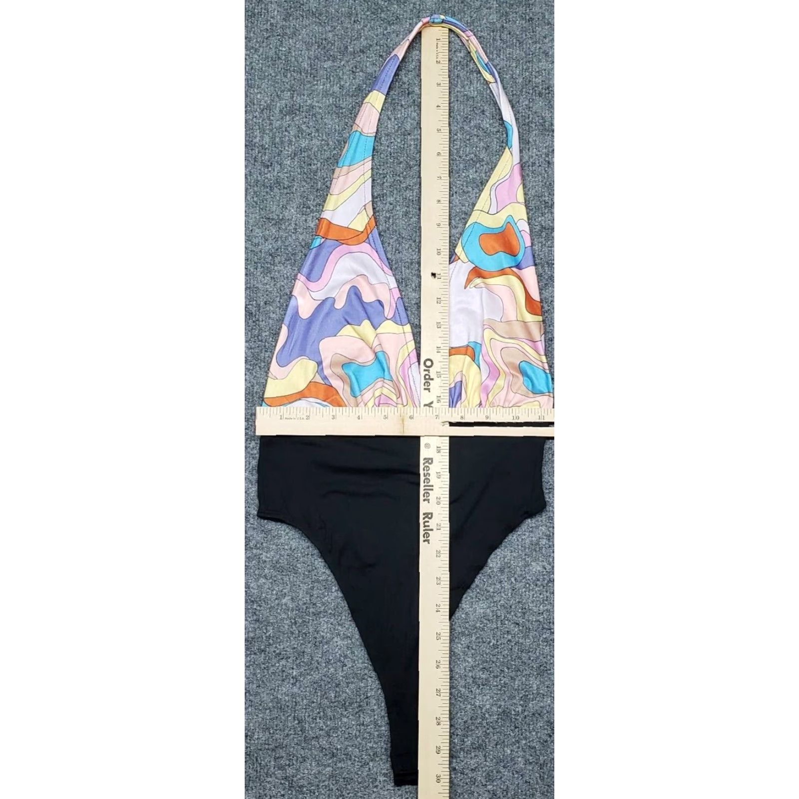 Almost Famous Almost Famous One Piece Swimsuit Womens S Multicolor Open Back Plunge Cheeky New Size ONE SIZE - 6 Thumbnail