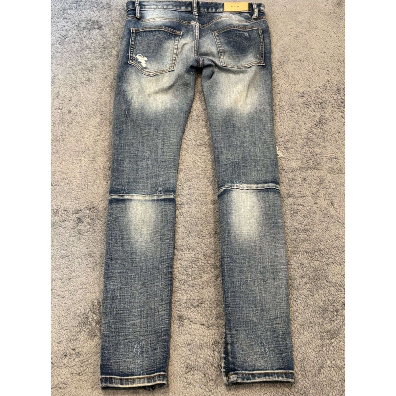 MNML MNML Jeans Men’s 30 (32x34) Distressed Ripped Slim Button Fly Zipper Ankle Blue Shirt Size US 30 / EU 46 - 6 Thumbnail