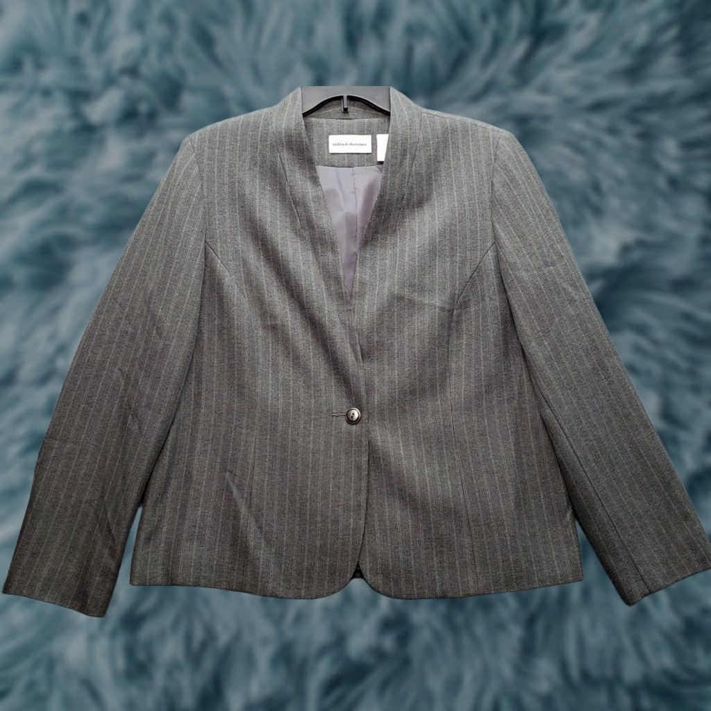 Vintage Alfred Dunner Blazer Women’s 12 Multi Pinstripe Lined Single Breasted One Button Blazer Size XL / US 12-14 / IT 48-50 - 1 Thumbnail