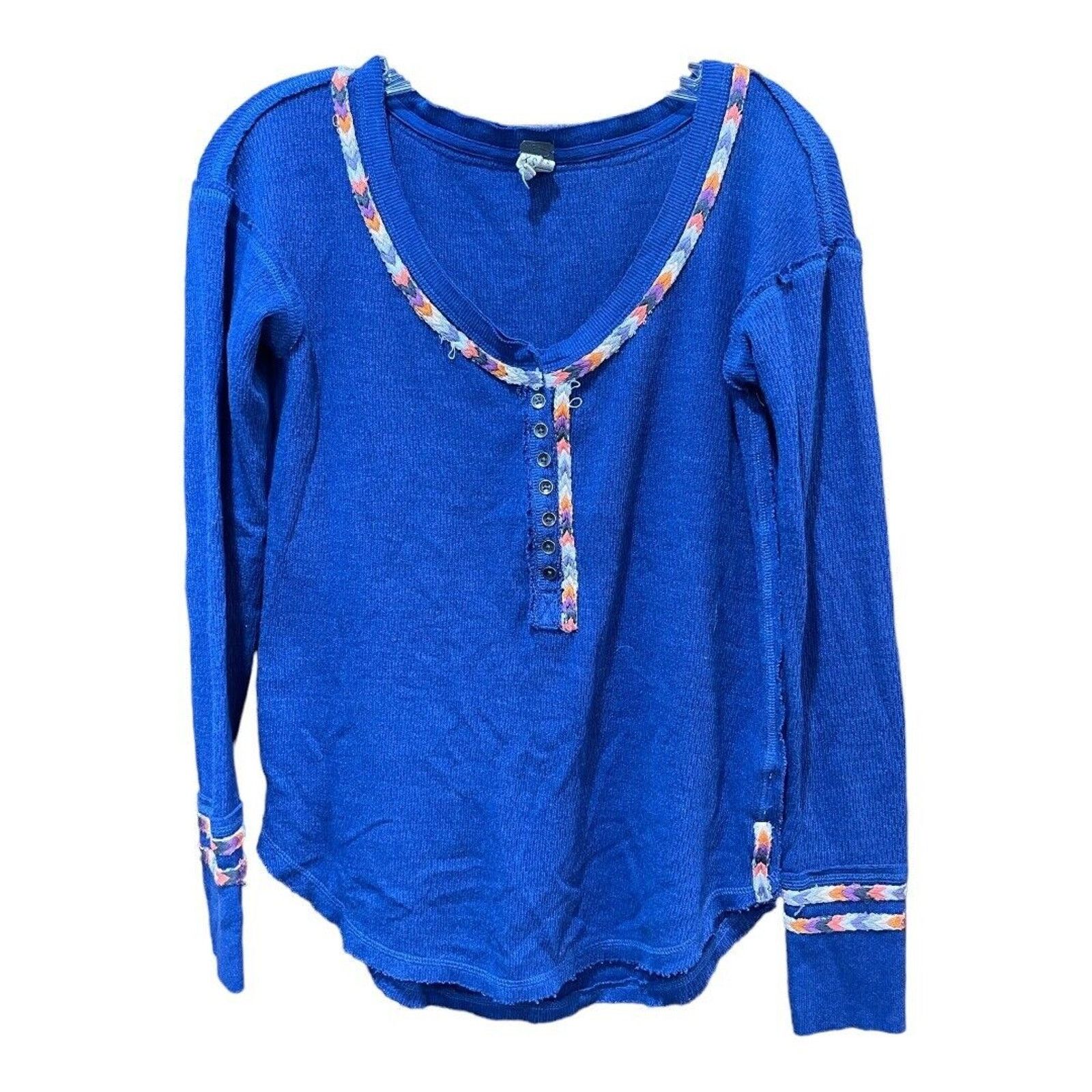 The Weeknd Free People We The Free Blue Rainbow Henley Thermal Size XS / US 0-2 / IT 36-38 - 3 Thumbnail
