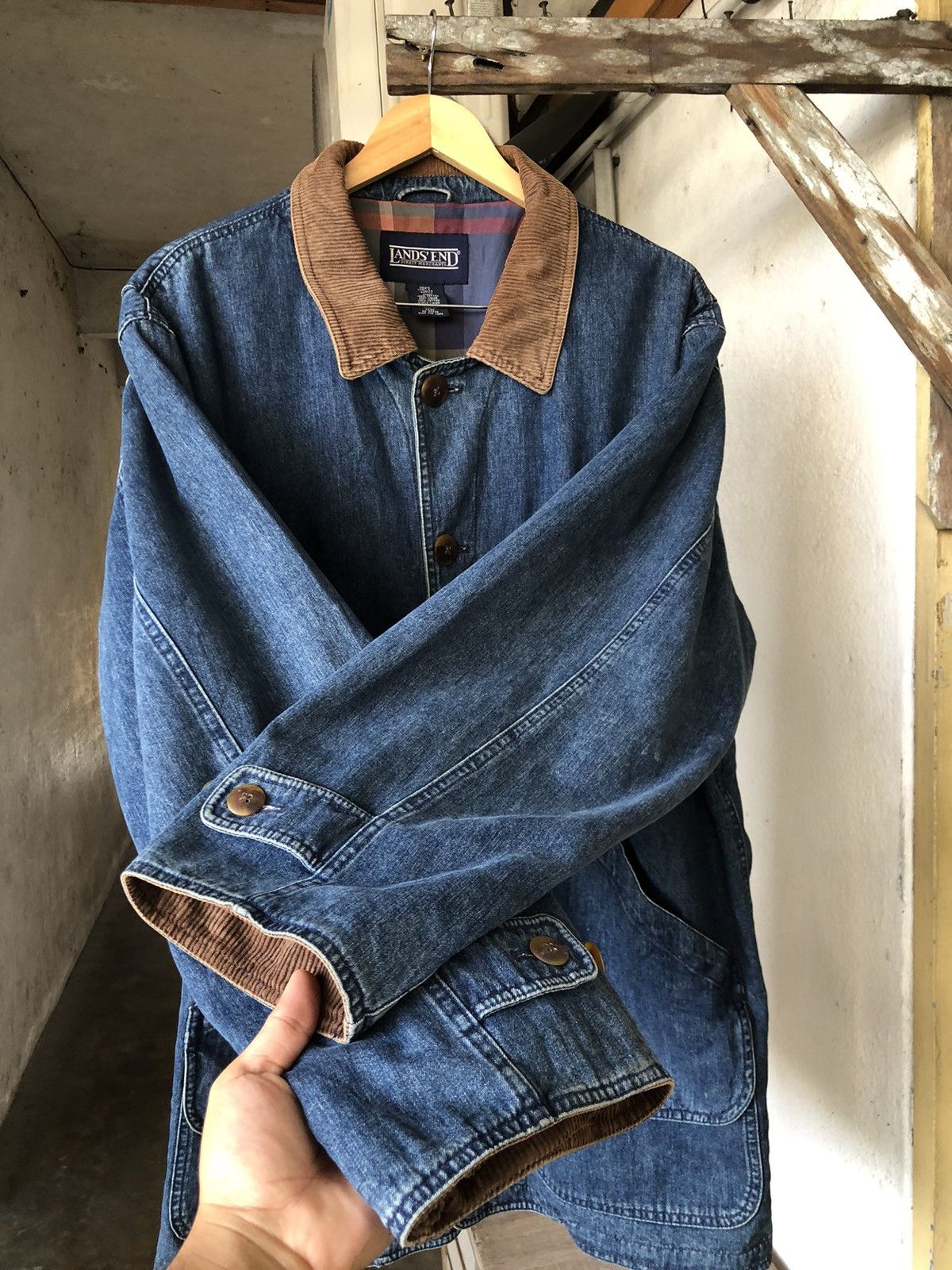 Lands' End Vintage Land's End Parka Denim Jacket Size US L / EU 52-54 / 3 - 11 Thumbnail