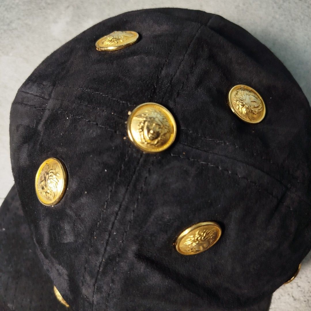 Versace Gianni Versace Black Suede Medusa Hat Size ONE SIZE - 3 Thumbnail