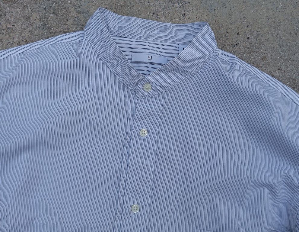 Jil Sander × Uniqlo Jill Sander Striped Mandarin Collar Shirt 😎👔 Size US L / EU 52-54 / 3 - 2 Thumbnail