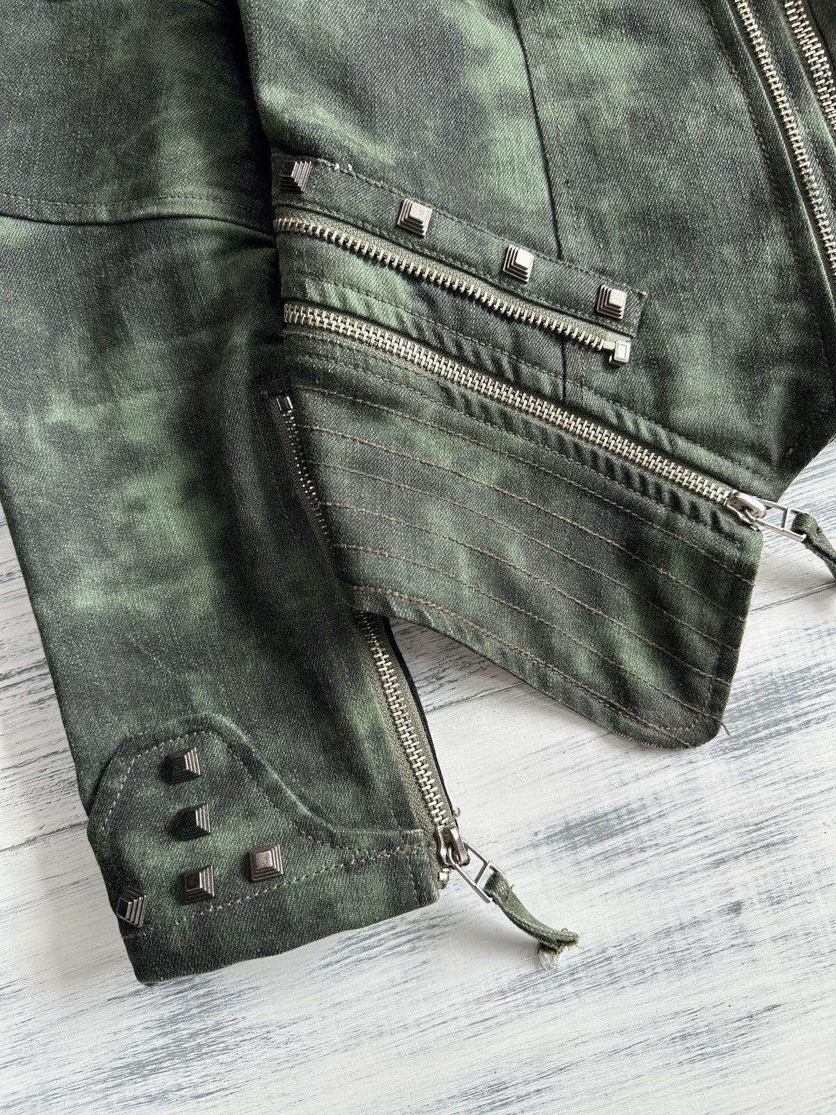 Japanese Brand Y2K Grunge Punk Spiky Acid Wash Denim Biker Moto Jacket Size S / US 4 / IT 40 - 4 Thumbnail