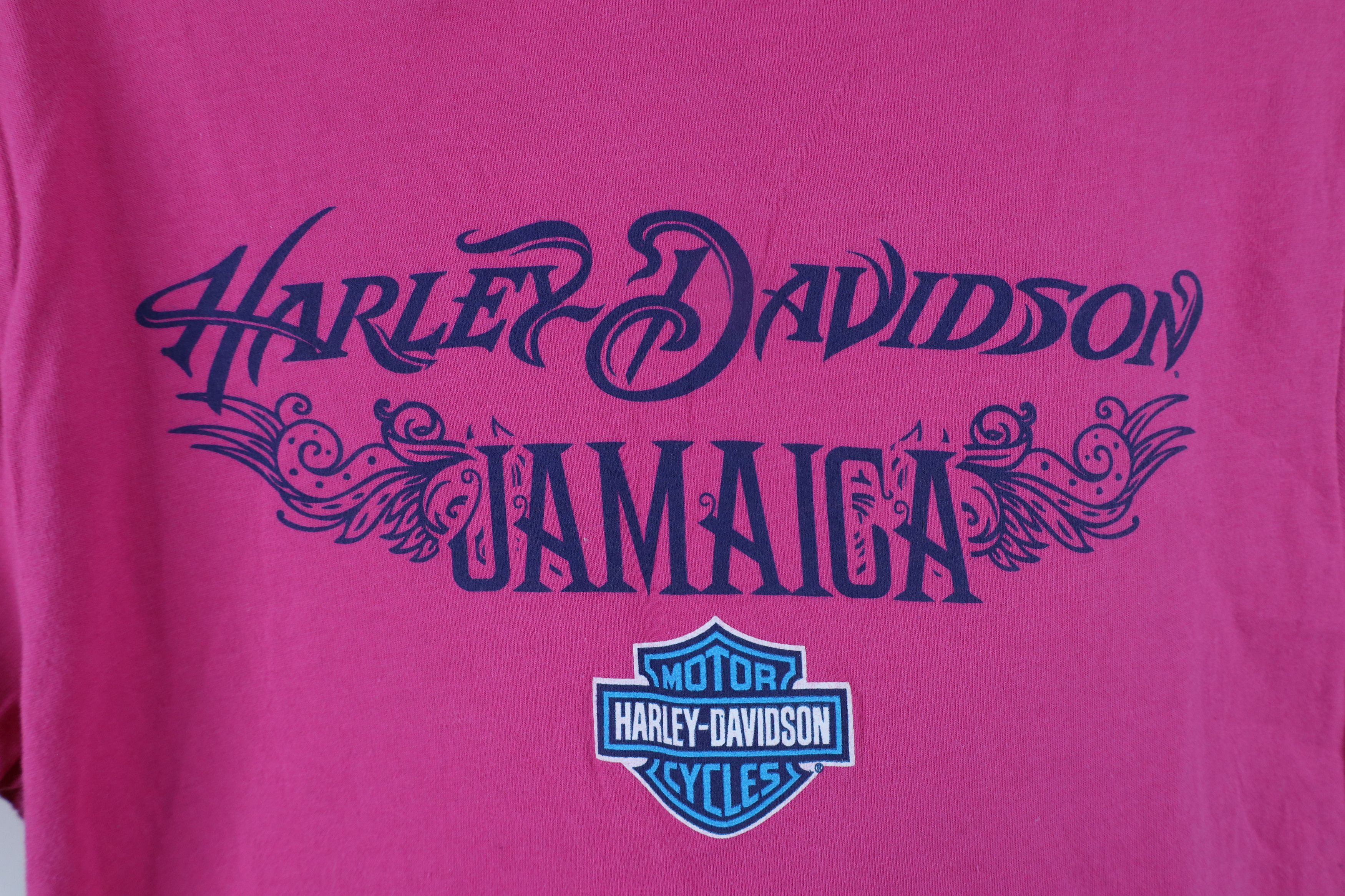 Harley Davidson × Vintage Vintage Harley Davidson Tribal Jamaica V-Neck T-Shirt Pink Size XL / US 12-14 / IT 48-50 - 8 Thumbnail