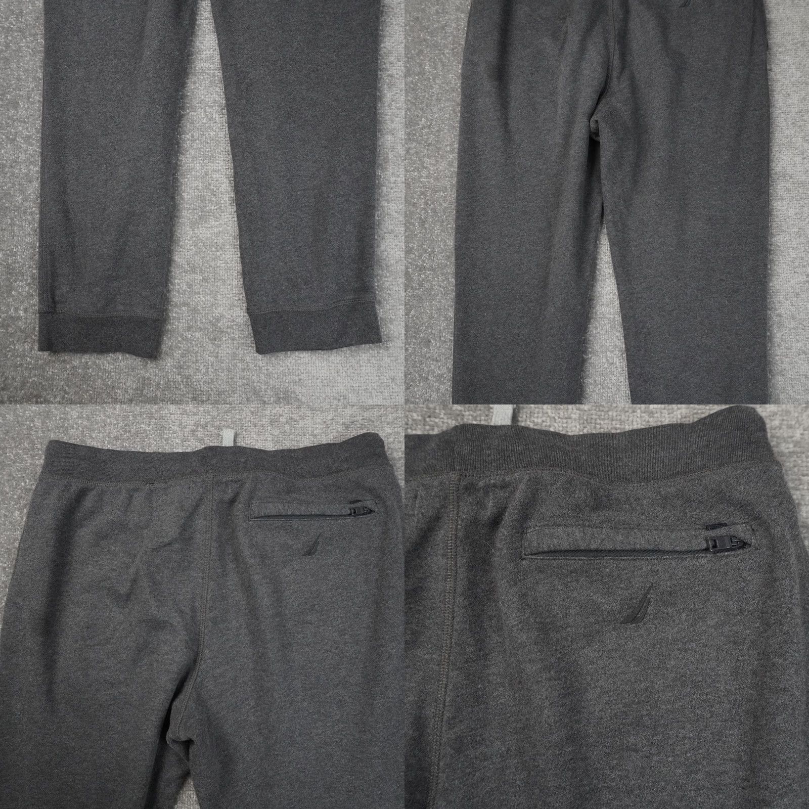Nautica Nautica Athletic Sweatpants Mens Medium Gray Drawstring Pockets Activewear Fatigue Logo Moisture Wicking Regular Fit Size US 31 - 8 Thumbnail