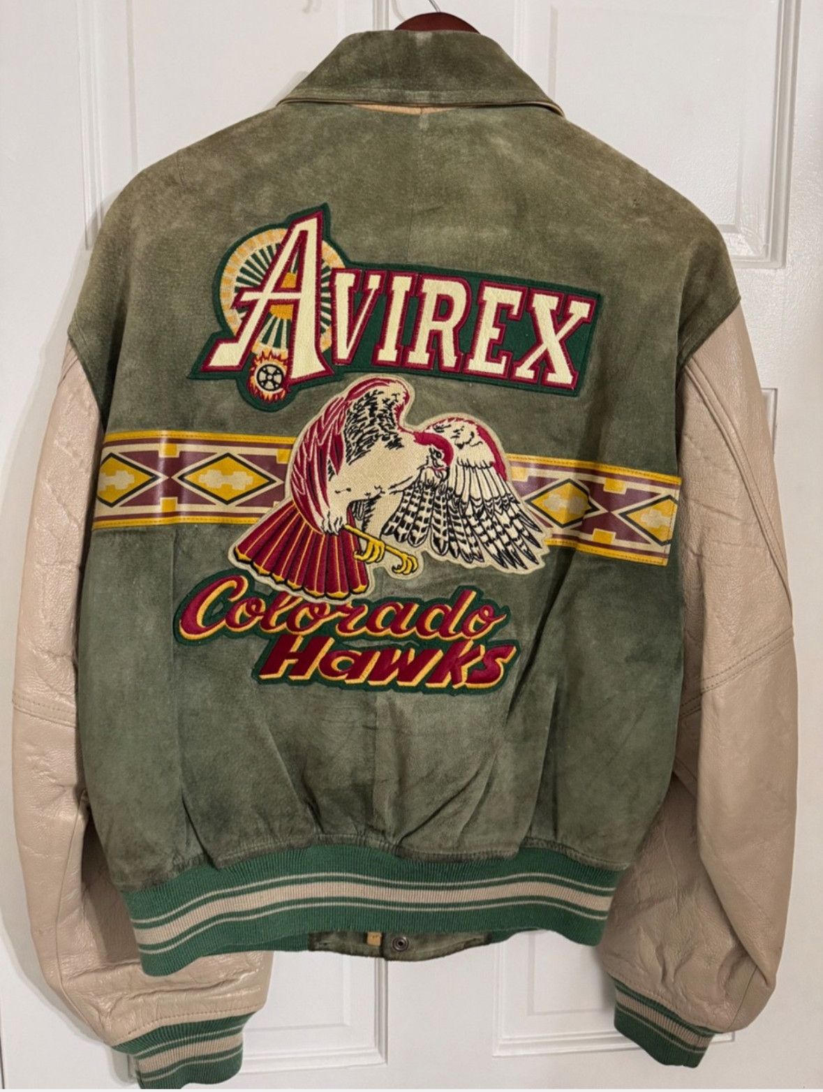 Avirex AVIREX COLORADO HAWKS GREEN SUEDE/LEATHER VARSITY JACKET (S) Size US S / EU 44-46 / 1 - 1 Thumbnail