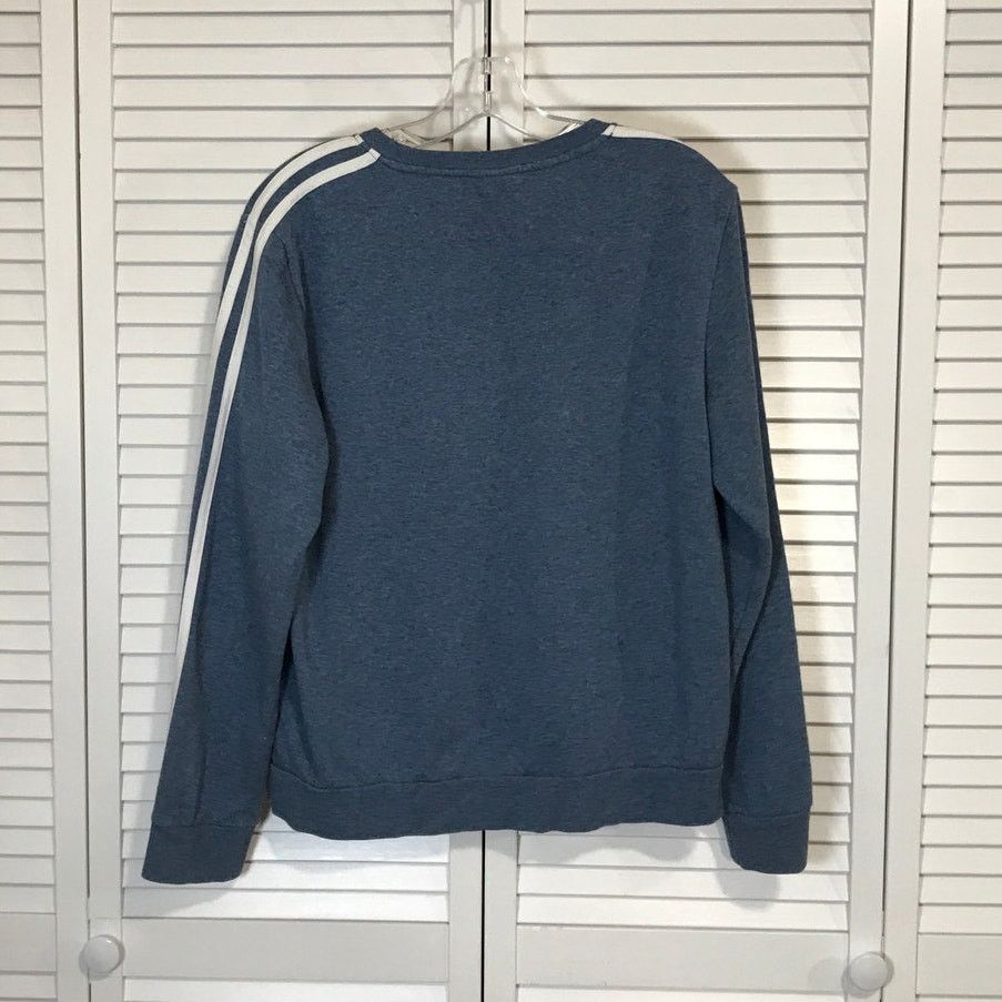 Adidas Adidas Blue 3-Stripes vieCrewneck Long Sleeve Sweatshirt L Size L / US 10 / IT 46 - 2 Thumbnail