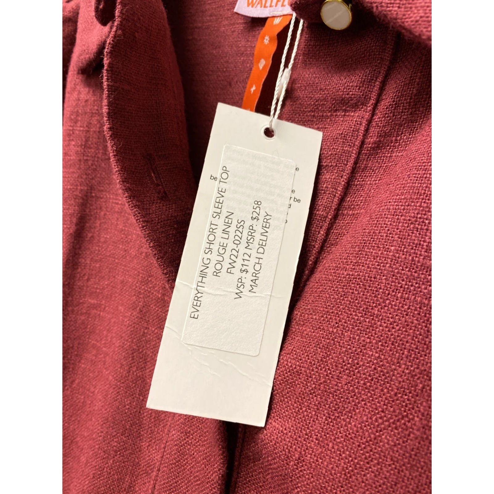Vintage Never A Wallflower Shirt Womens Burgundy XS Short Sleeve Cotton Silk Button Round Neck Modern City design 90s? Size XS / US 0-2 / IT 36-38 - 4 Thumbnail