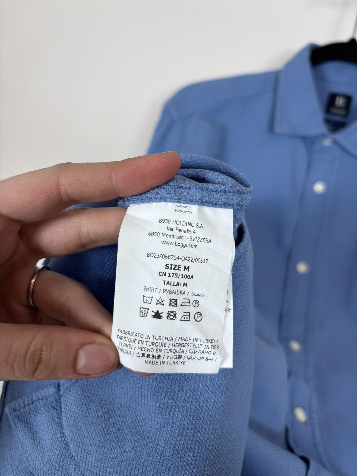 Boggi Boggi Milano Men’s Regular Fit Blue Cotton Button Up Shirt Size US M / EU 48-50 / 2 - 13 Thumbnail