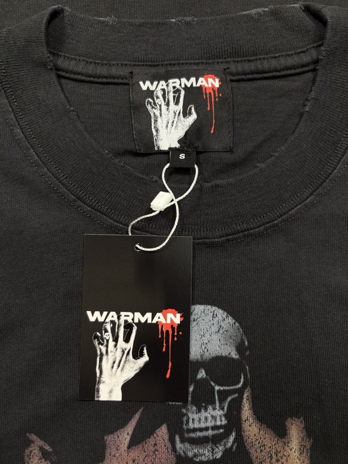 Vintage Warman Fire Circle Skulls Graphic T-Shirt, Washed Black Size US S / EU 44-46 / 1 - 8 Thumbnail