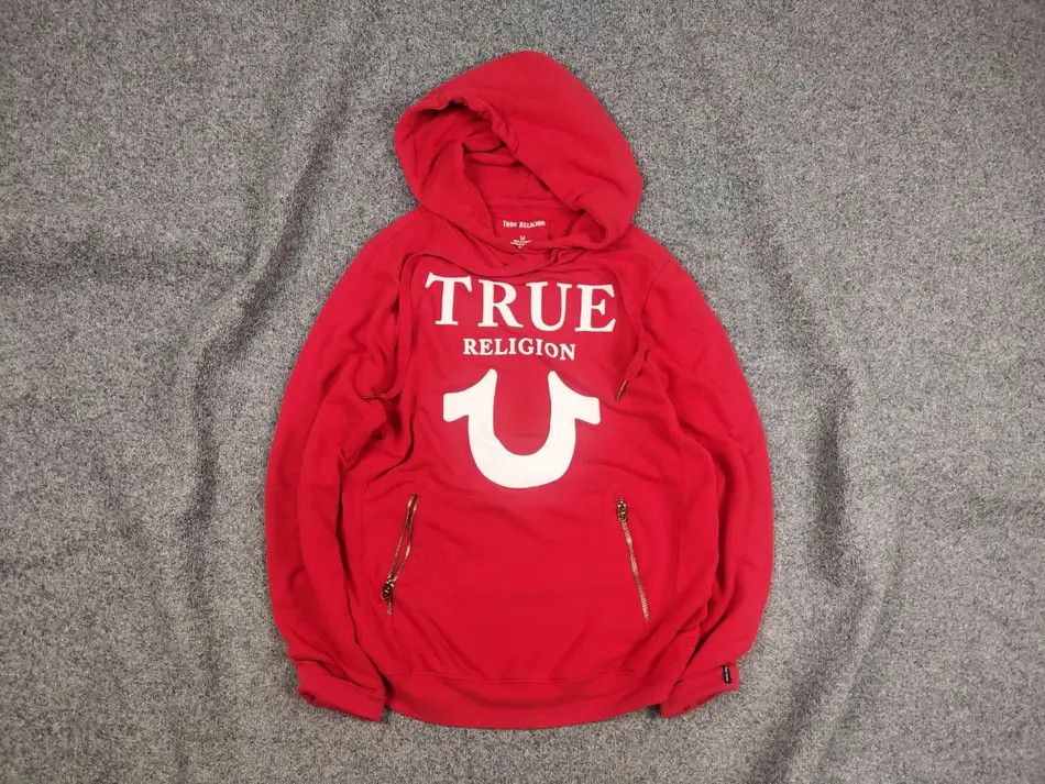 Vintage Y2K Style True Religion Big Logo Zip Pocket Hoodie