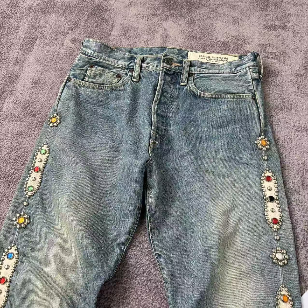 Japanese Brand Kapital Monkey Cisco Gemstone Studded Denim Jeans Size US 30 / EU 46 - 3 Thumbnail