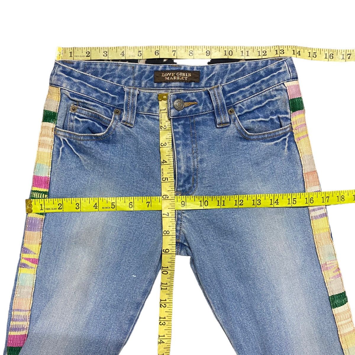 If Six Was Nine LOVE GIRL MARKET Hippie Denim Super Flare Jeans Size 27" / US 4 / IT 40 - 17 Thumbnail
