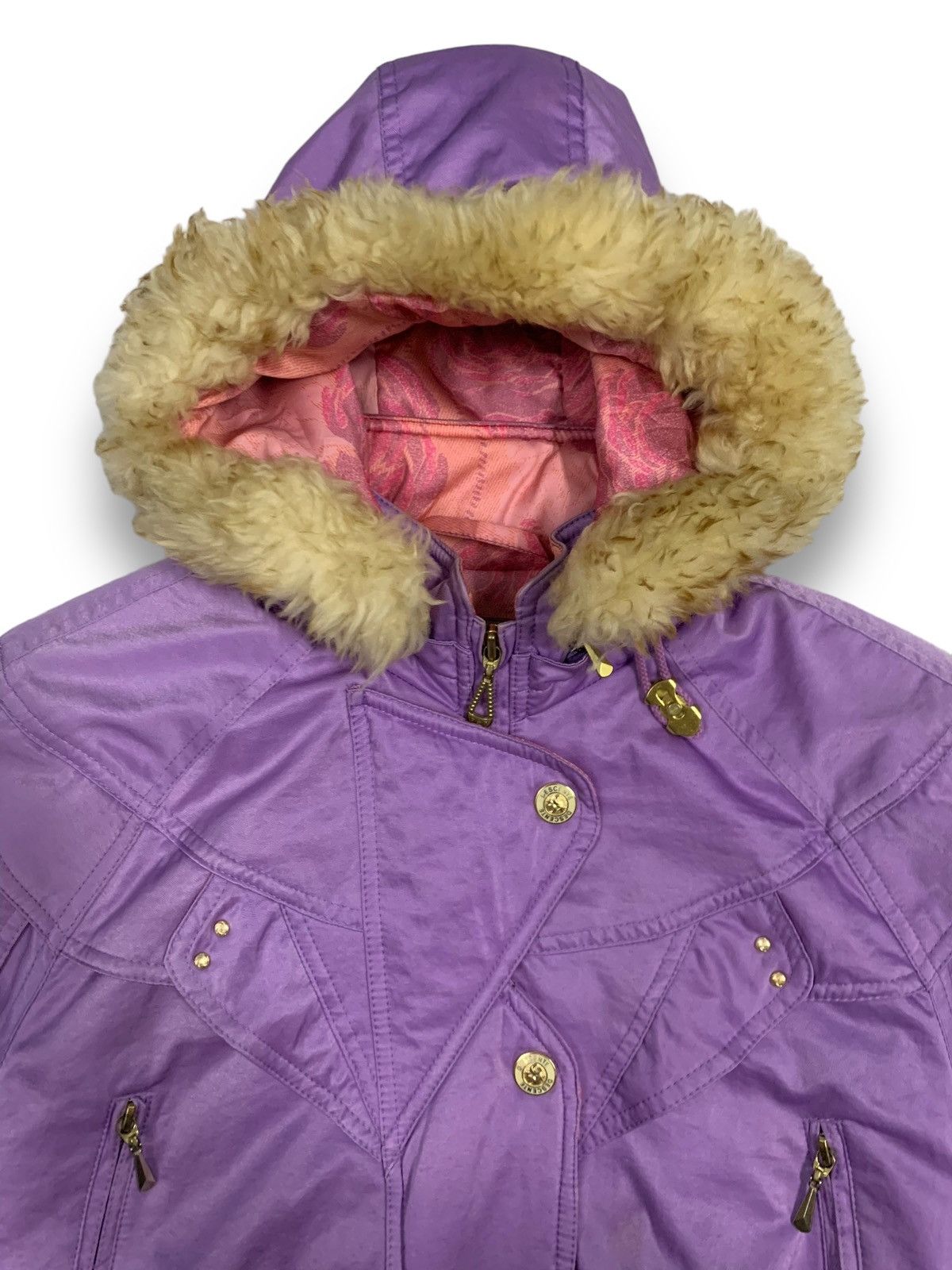 Descente Vintage Descente Lamb Fur Hooded Snowboard Ski Jacket Size L / US 10 / IT 46 - 5 Thumbnail
