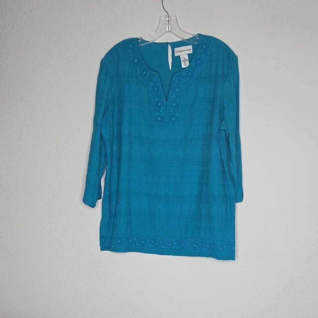 Alfred Dunhill Alfred Dunner Teal Embroidered Tunic M Size M / US 6-8 / IT 42-44 - 2 Thumbnail