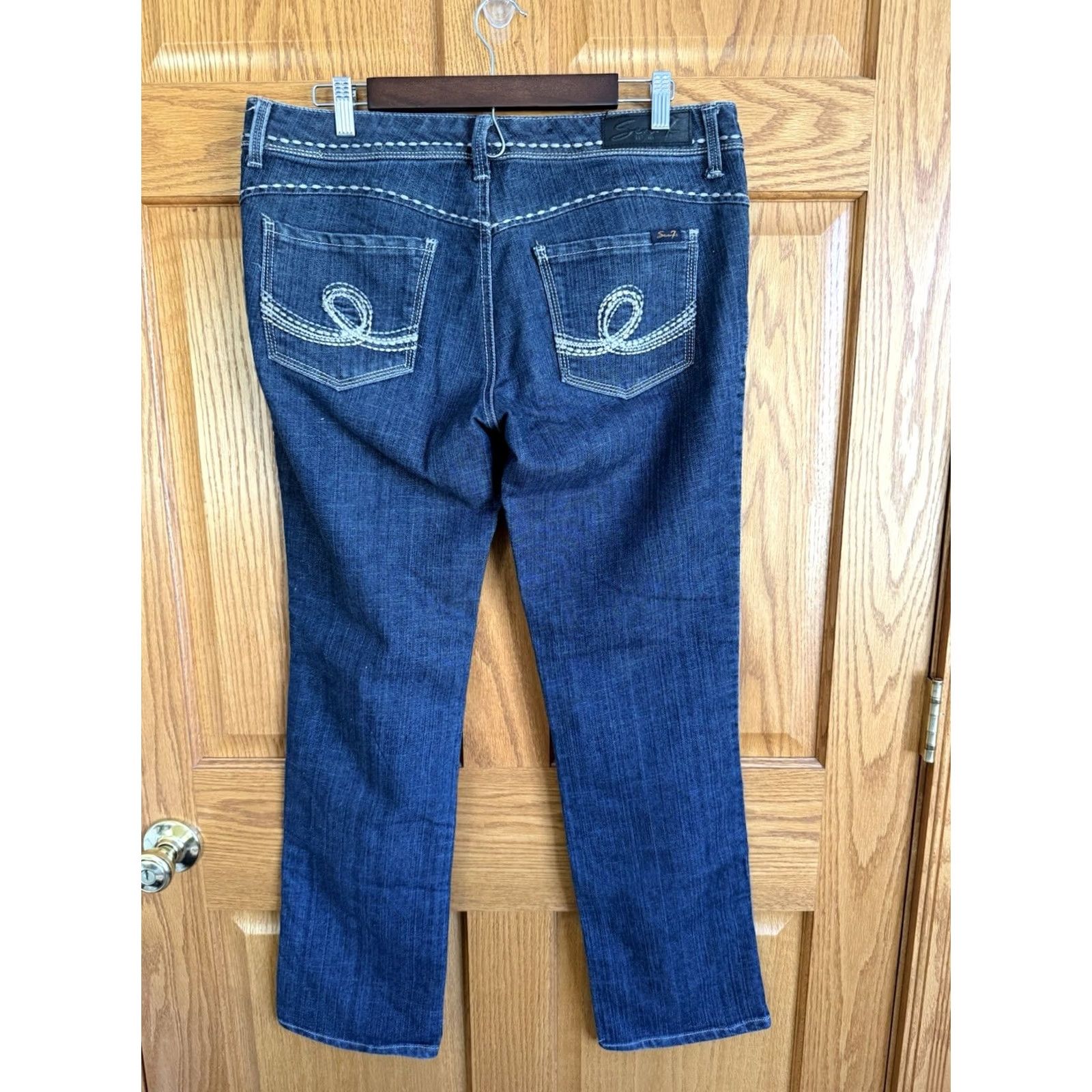Vintage Seven 7 Womens Jeans Size 12 Dark Wash Slim Classic Concert 90s Weekend Blue Size 34" / US 12 / IT 48 - 2 Thumbnail