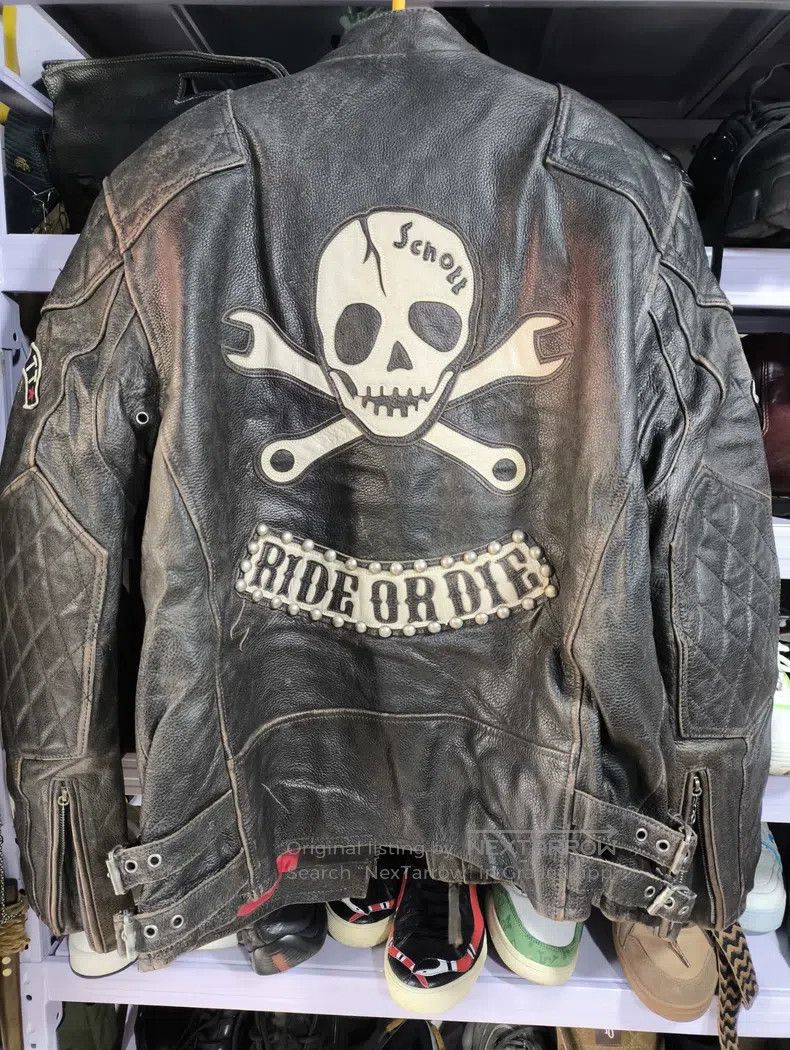 Schott Schott Polished cowhide distressed diagonal zipper locomo Size US L / EU 52-54 / 3 - 1 Thumbnail