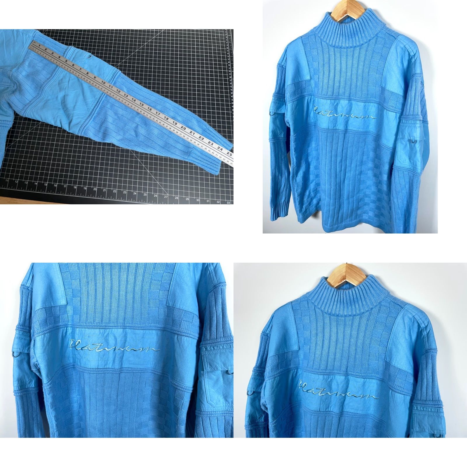 Vintage VINTAGE Platinum Life Y2K Mock Neck Sweater Adult Large Blue Chunky Knit Hip Hop Retro Mens Size US L / EU 52-54 / 3 - 8 Thumbnail
